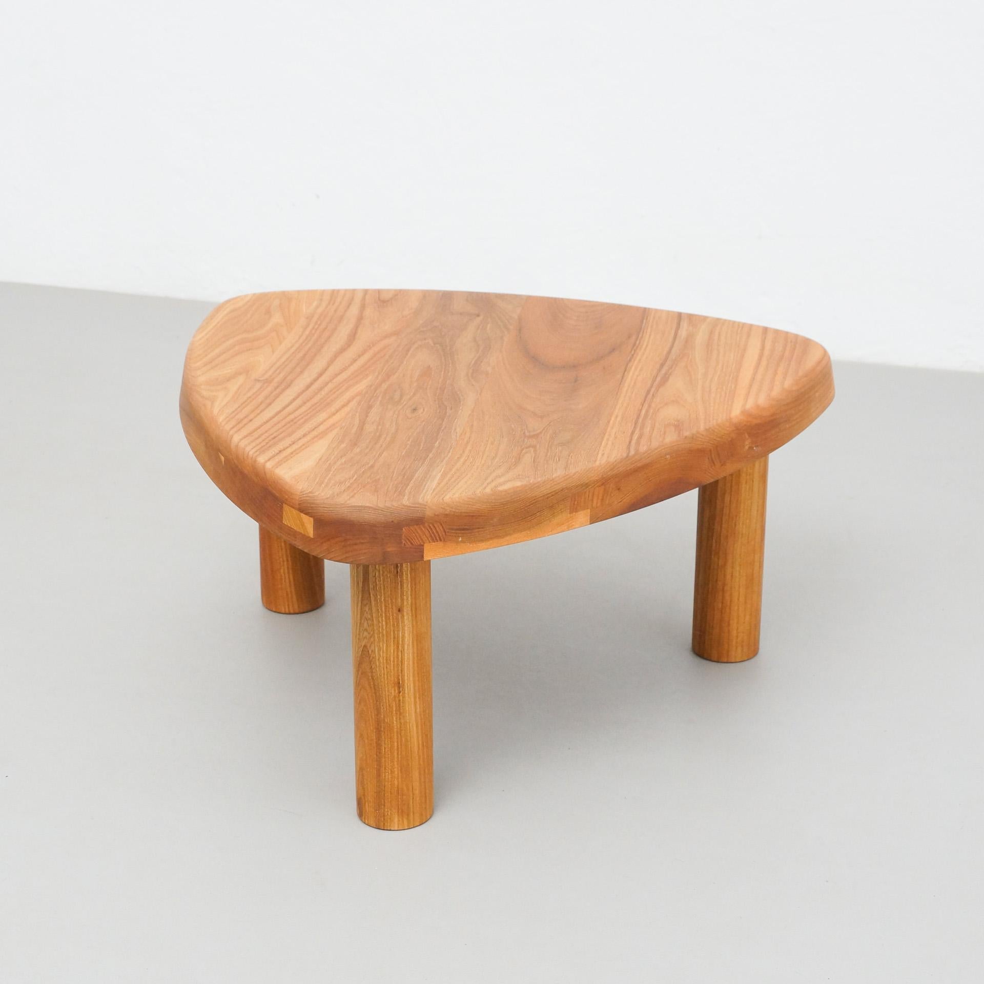 Mid-Century Modern Pierre Chapo T23 Solid Elm Wood Formalist Side Table