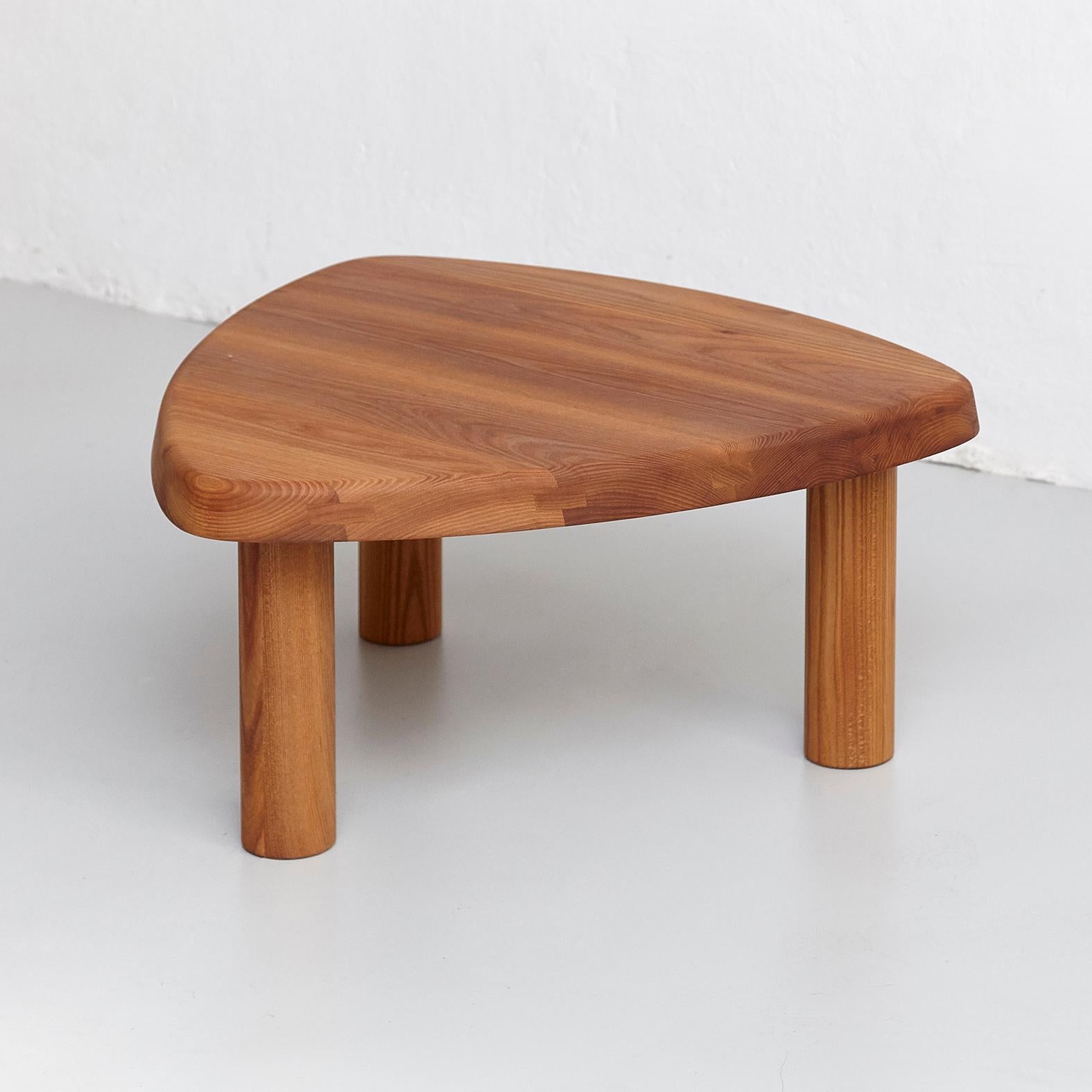 Pierre Chapo T23 Solid Elmwood Formalist Side Table In Good Condition In Barcelona, Barcelona