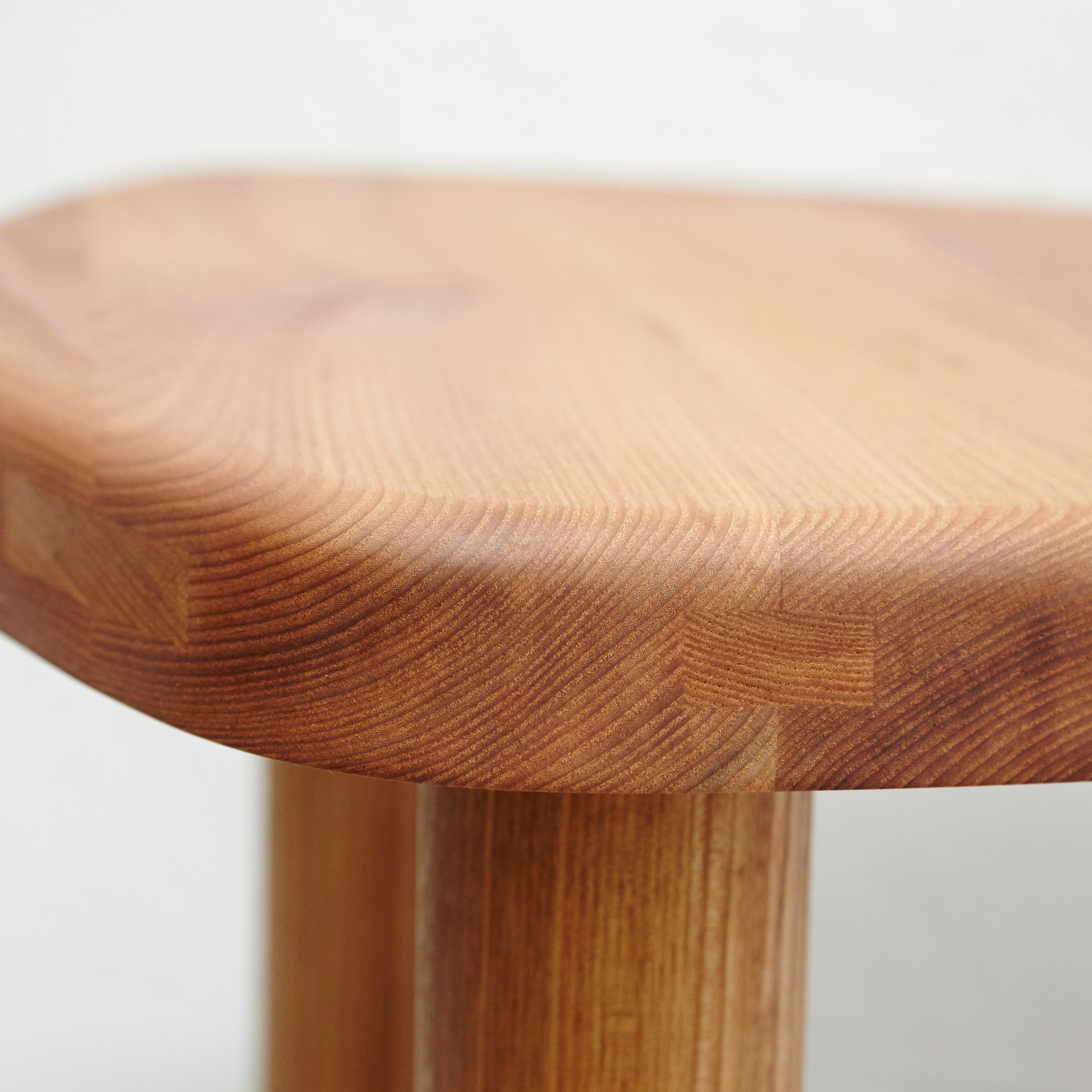 Pierre Chapo T23 Solid Elm Wood Formalist Side Table In Good Condition In Barcelona, Barcelona