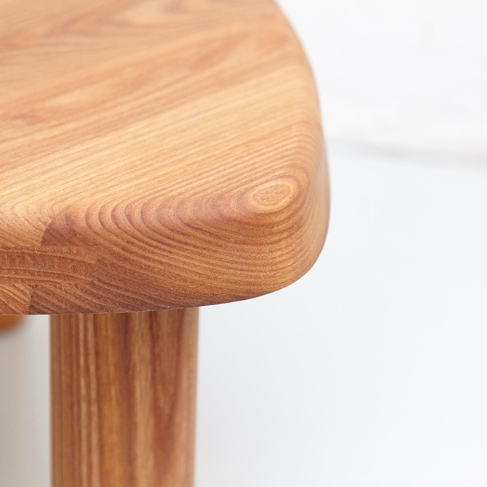 Wood Pierre Chapo T23 Solid Elmwood Formalist Side Table