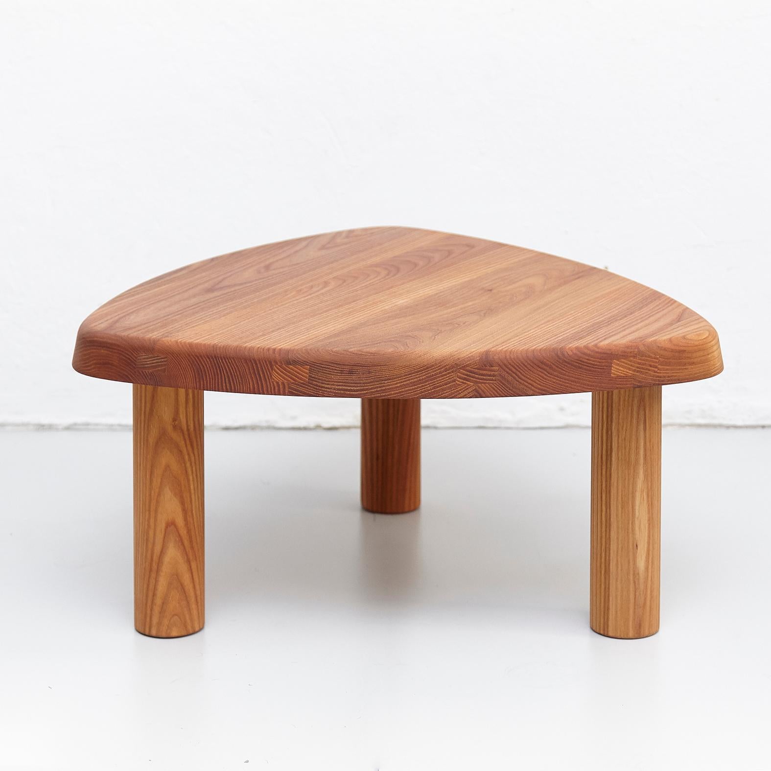 French Pierre Chapo T23 Solid Elm Wood Formalist Side Table
