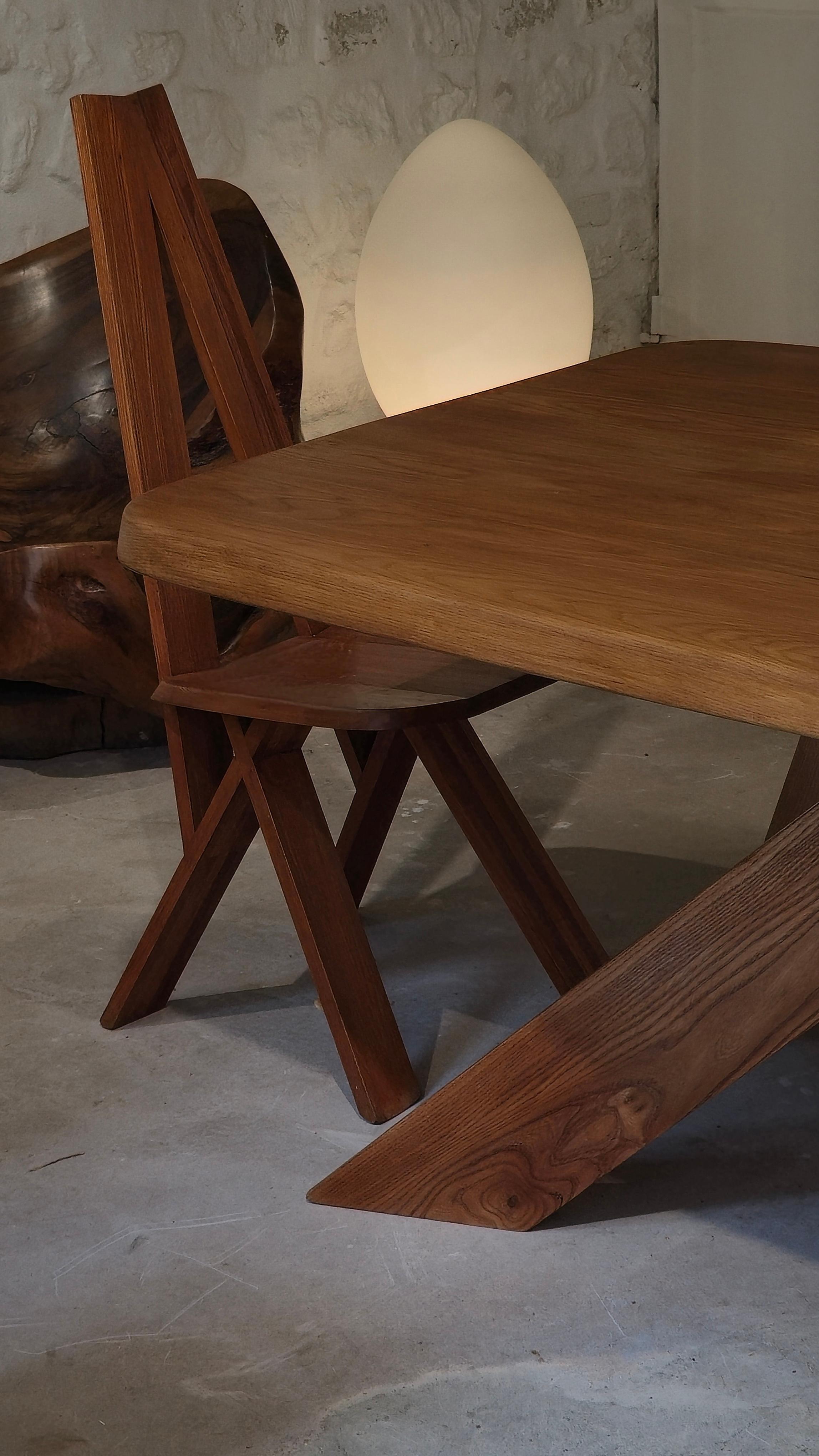 Français Pierre Chapo 'T35B' Dining Table in Solid Elm, France, 1970s en vente