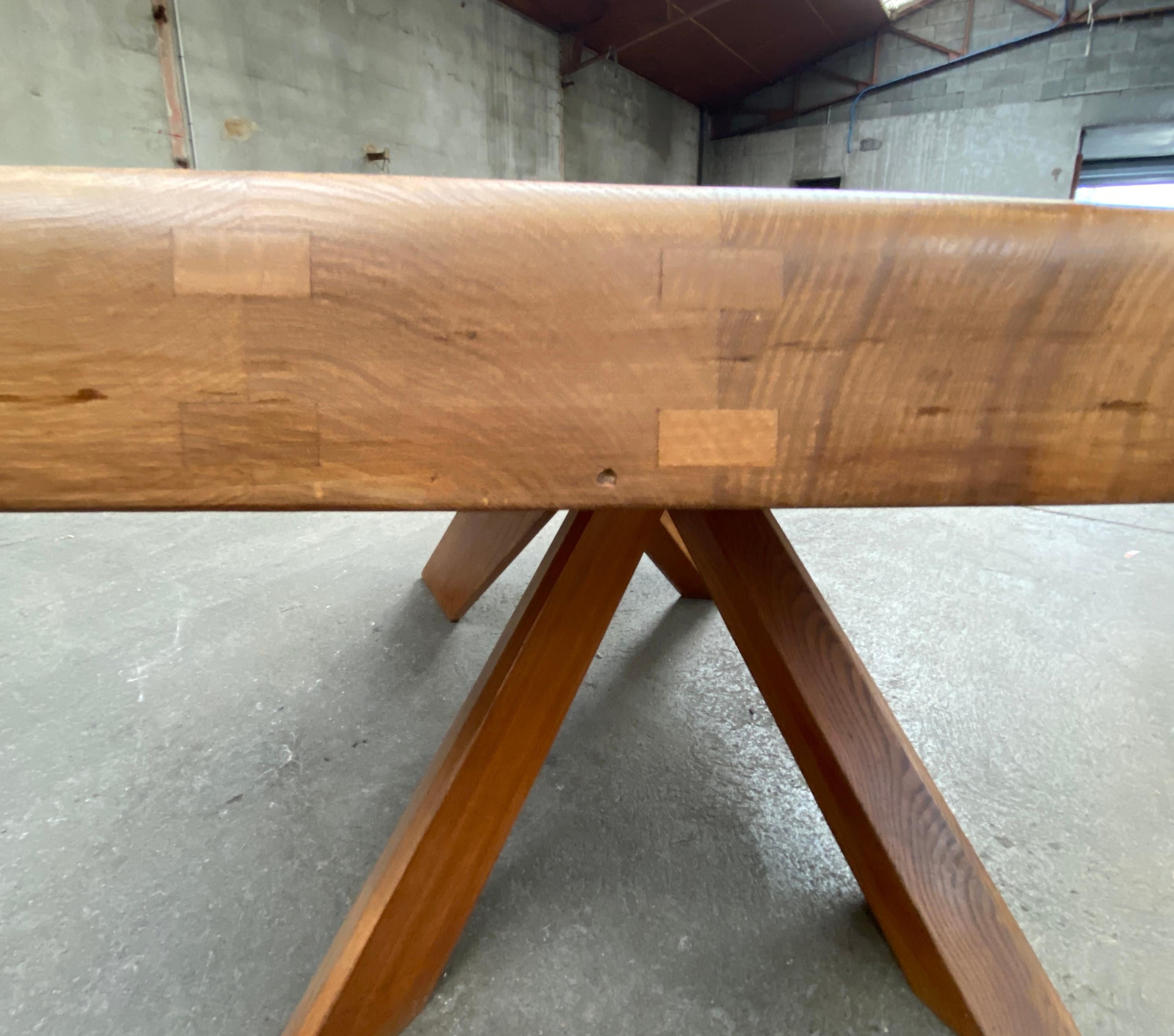 Pierre Chapo T35C Aban Elm Table, 1970 In Good Condition In Grenoble, FR