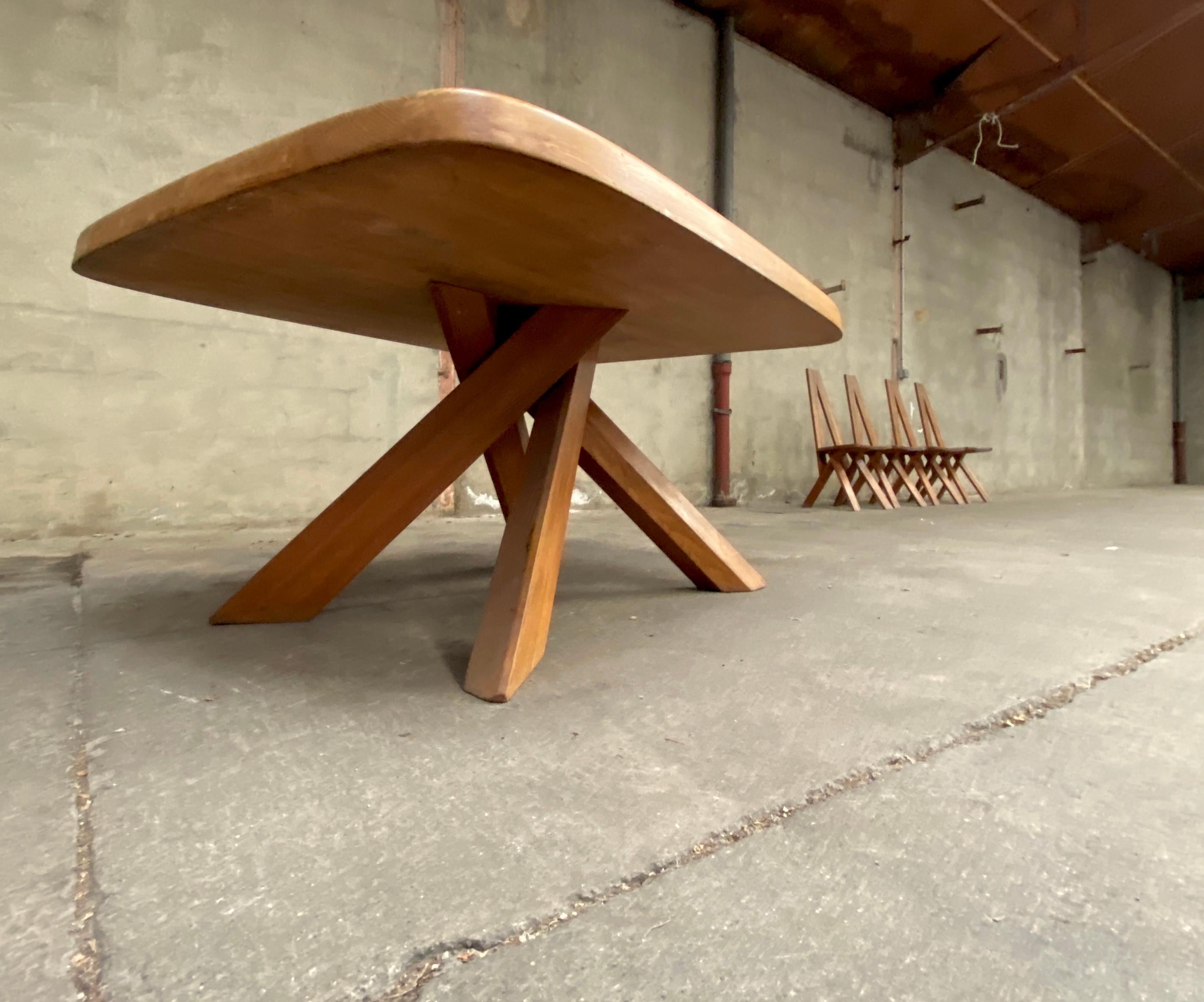 Pierre Chapo T35C Aban Elm Table, 1970 1