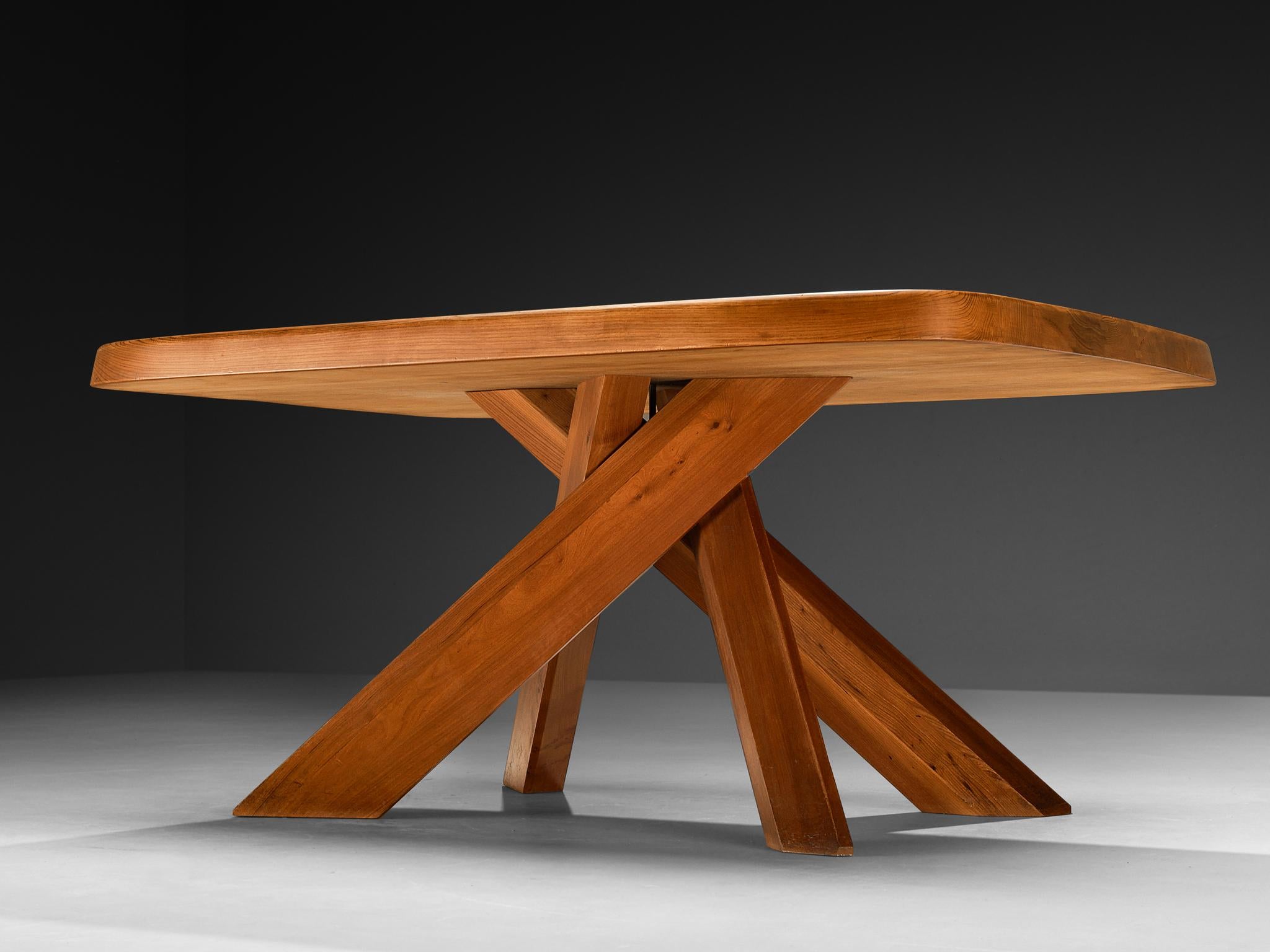 Pierre Chapo 'T35C' Aban Table in Elm In Good Condition For Sale In Waalwijk, NL