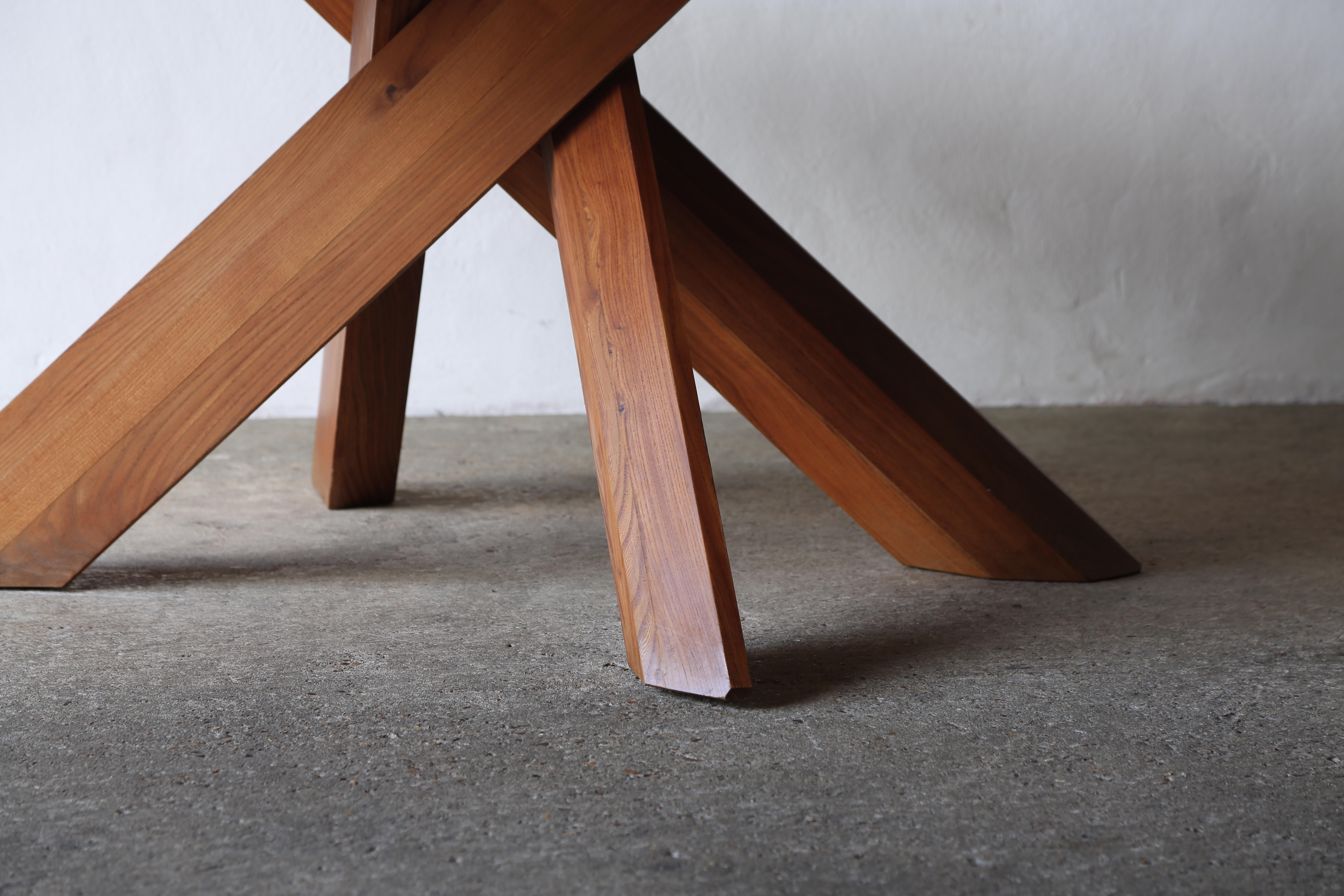 Elm Pierre Chapo T35c Dining Table, France, 1980s