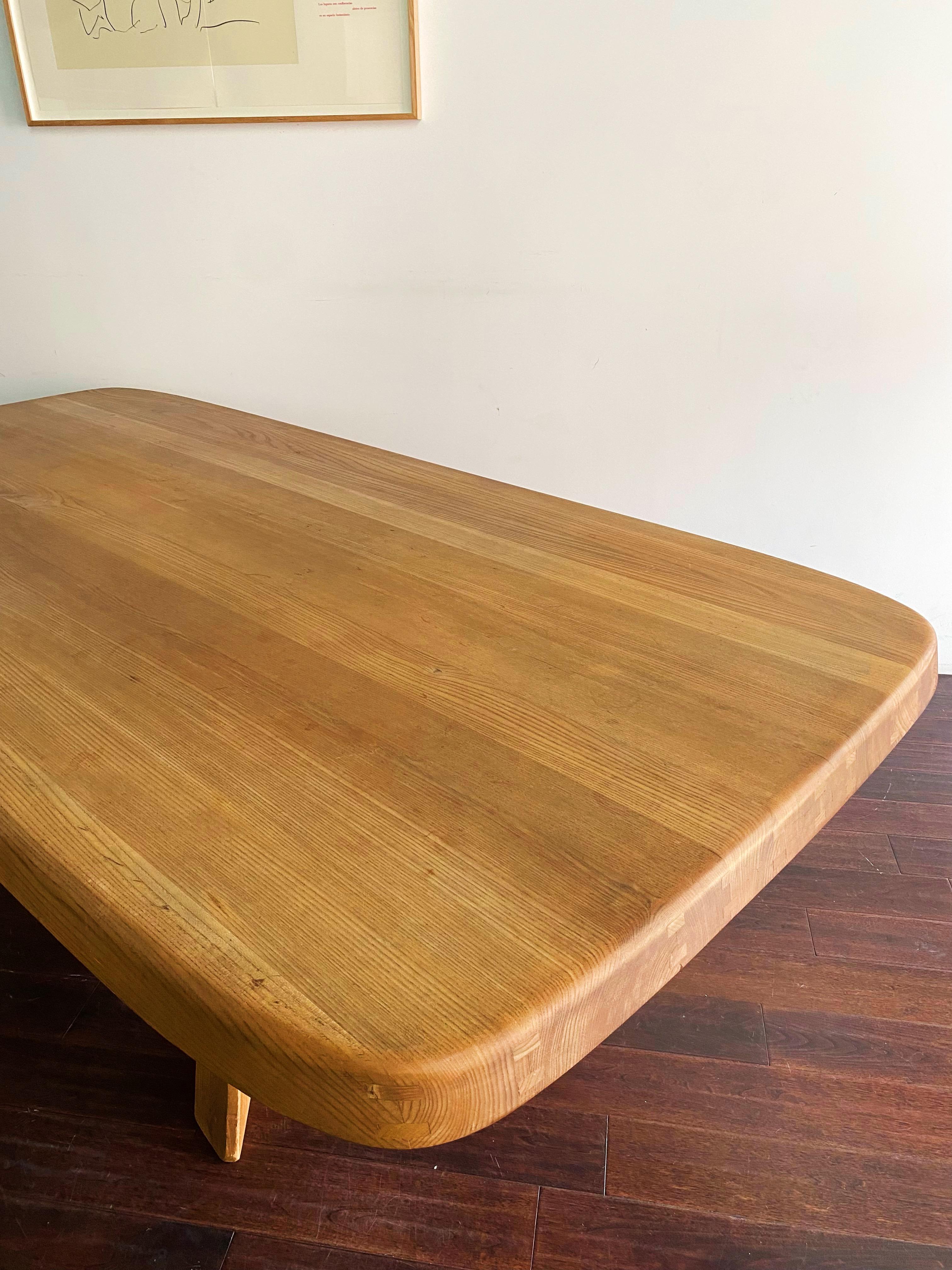 French Pierre Chapo T35D Elm Dining Table 60s