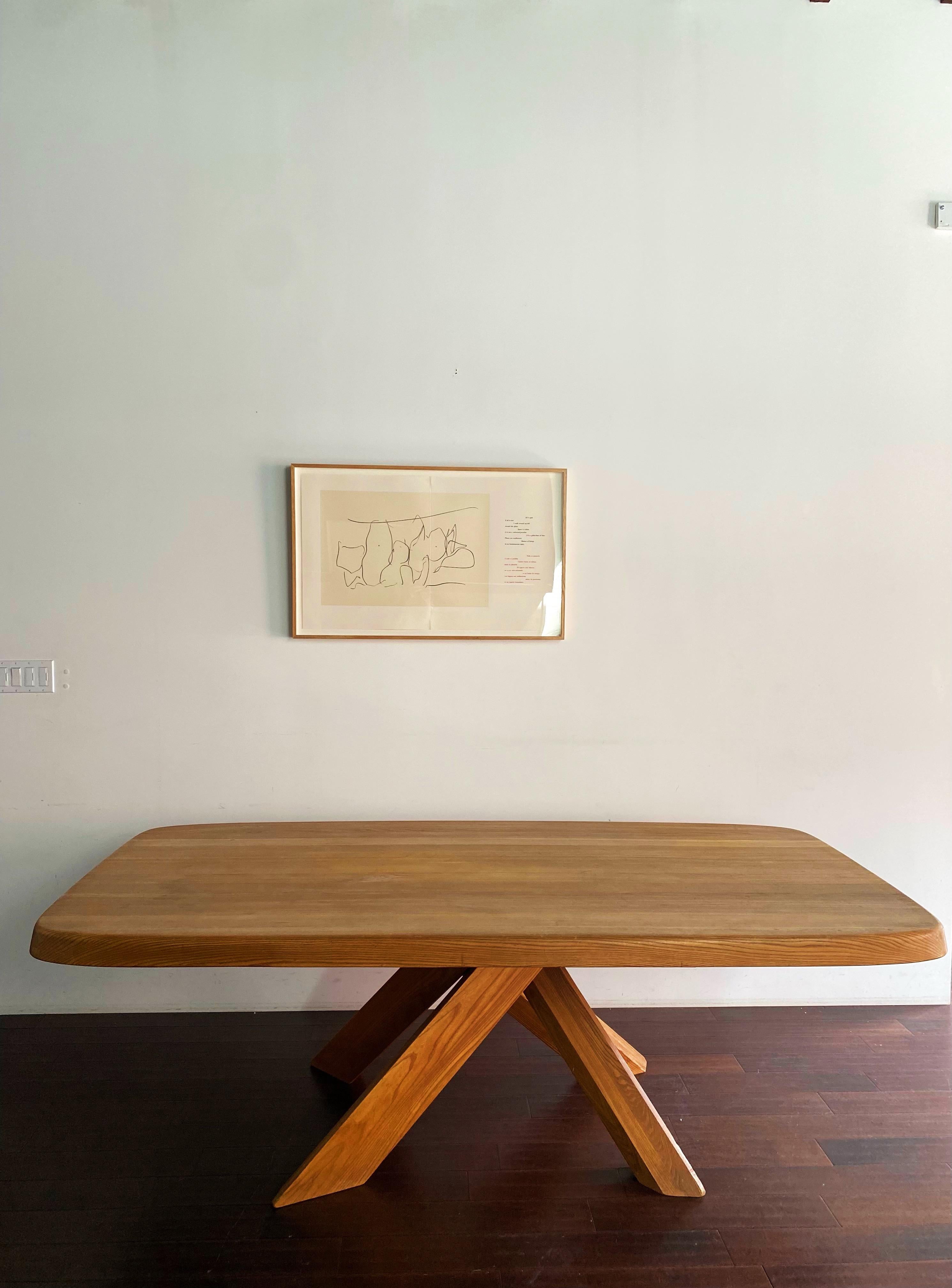Hand-Crafted Pierre Chapo T35D Elm Dining Table 60s
