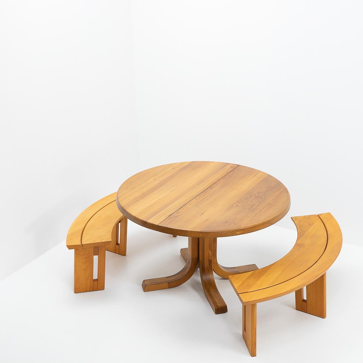 Pierre Chapo T40D Elmwood Dining Table, 1980s 6