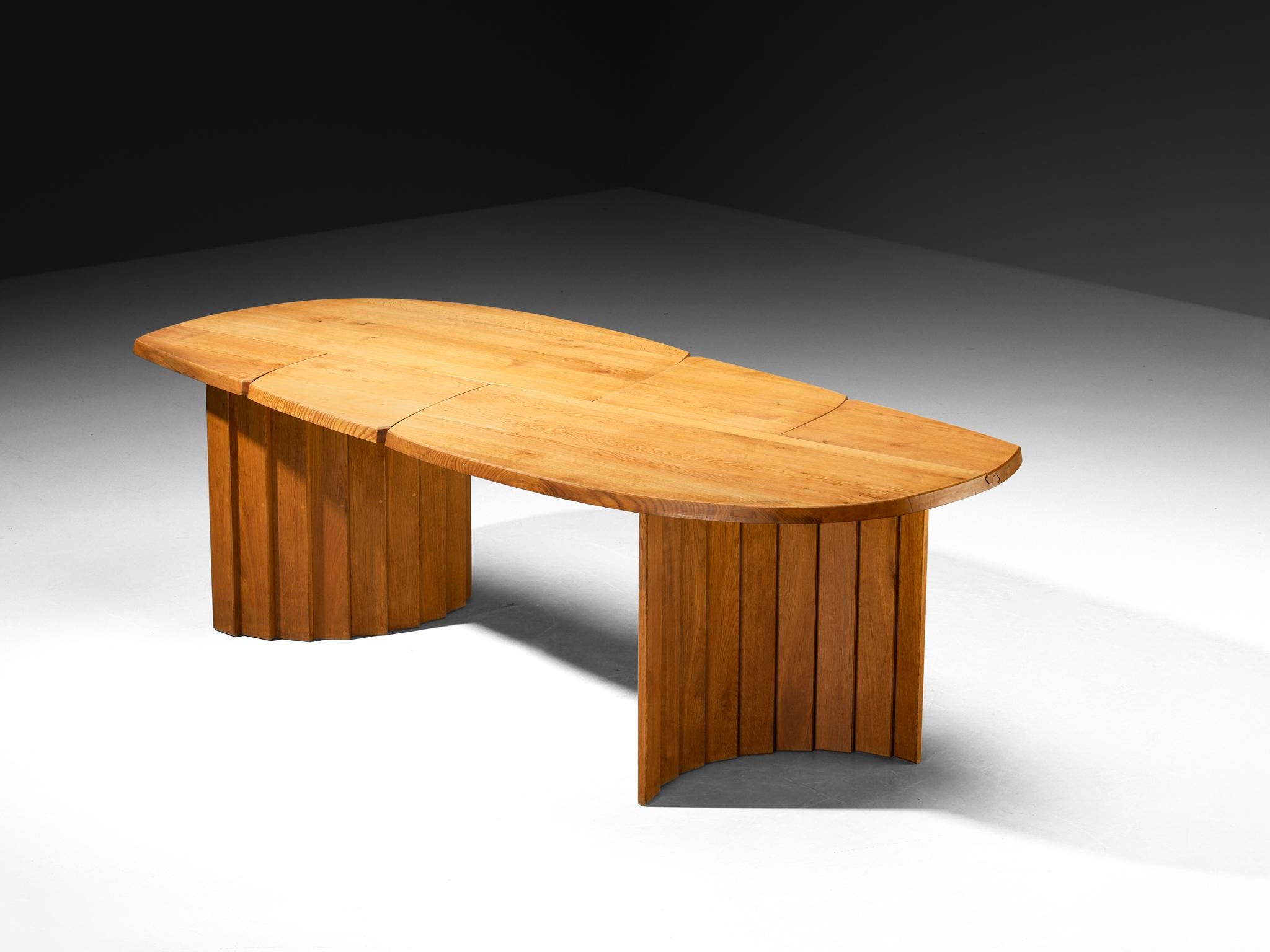 Post-Modern Pierre Chapo 'Table à Géométrie Variable' in Solid Oak For Sale