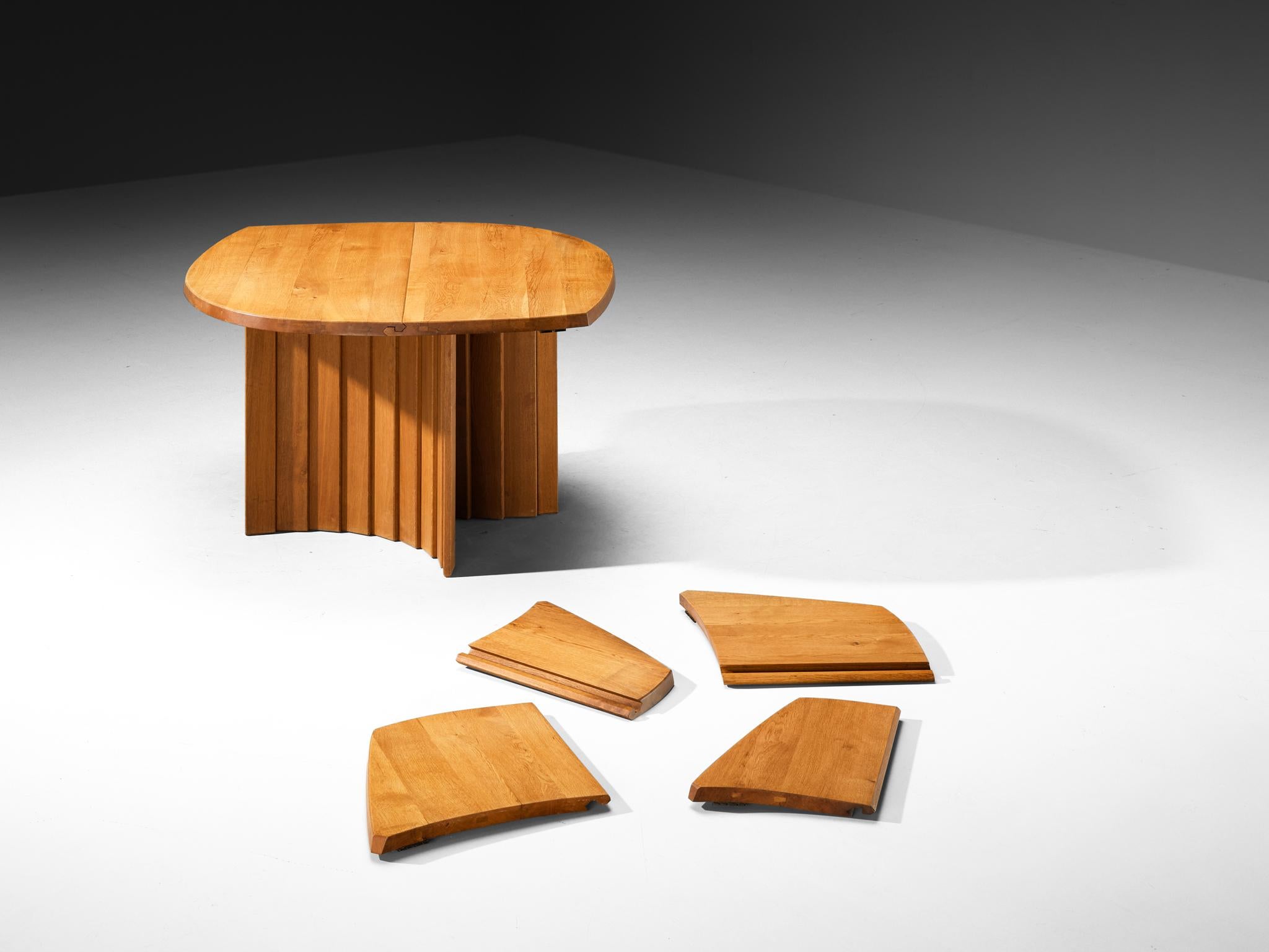 Pierre Chapo 'Table à Géométrie Variable' in Solid Oak In Good Condition For Sale In Waalwijk, NL