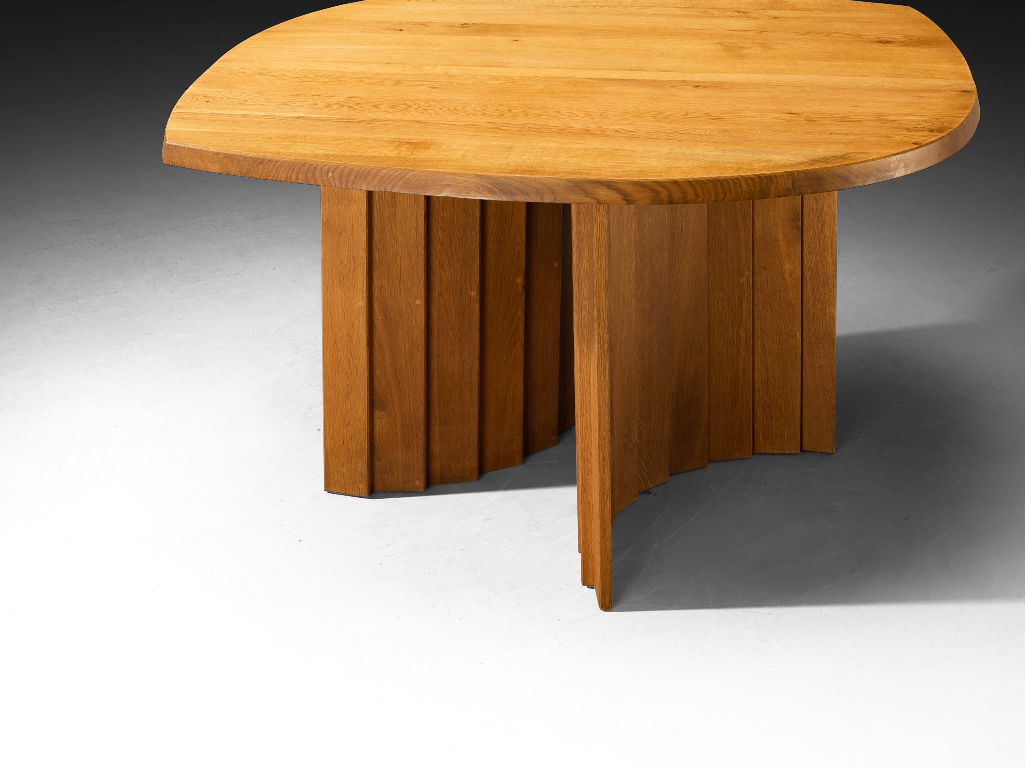 Mid-20th Century Pierre Chapo 'Table à Géométrie Variable' in Solid Oak For Sale