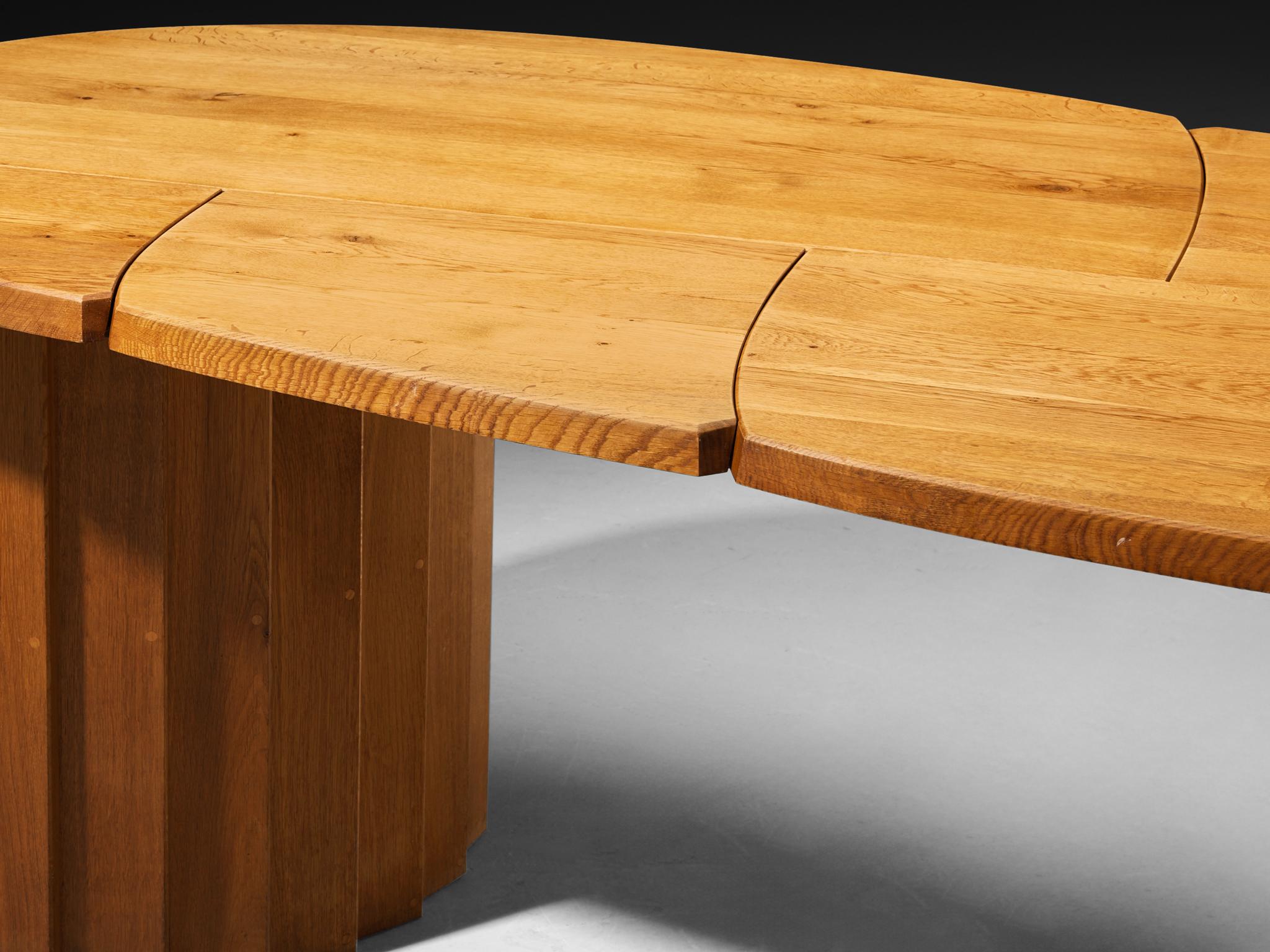 Pierre Chapo 'Table à Géométrie Variable' in Solid Oak For Sale 1