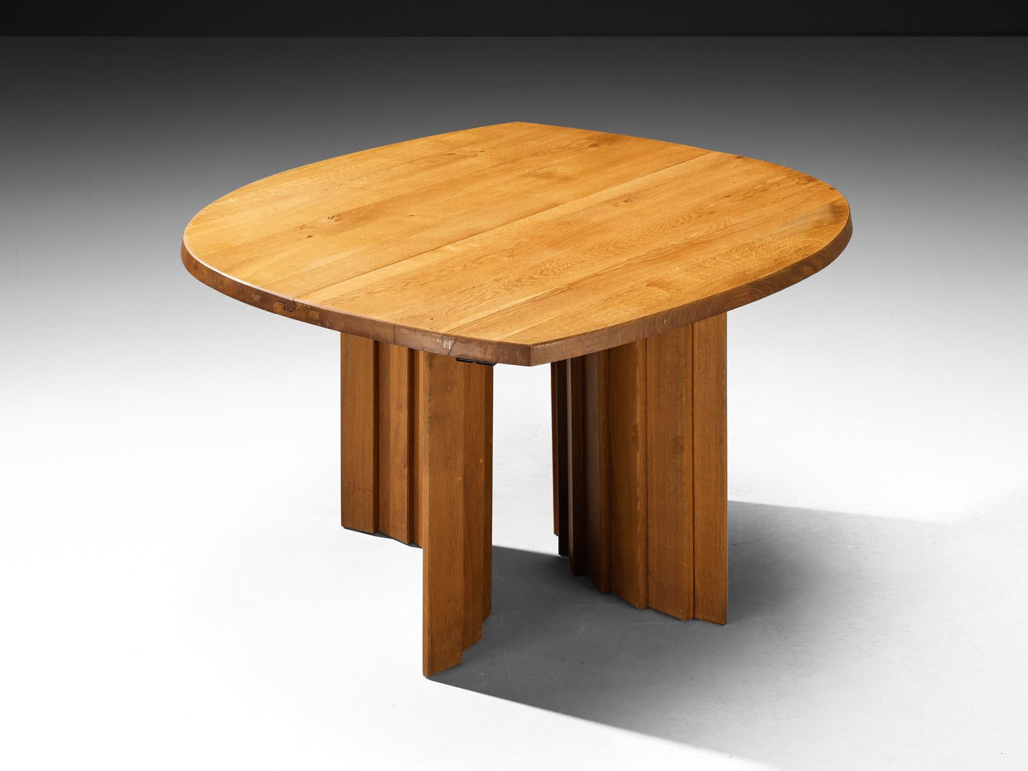 Pierre Chapo 'Table à Géométrie Variable' in Solid Oak For Sale 2
