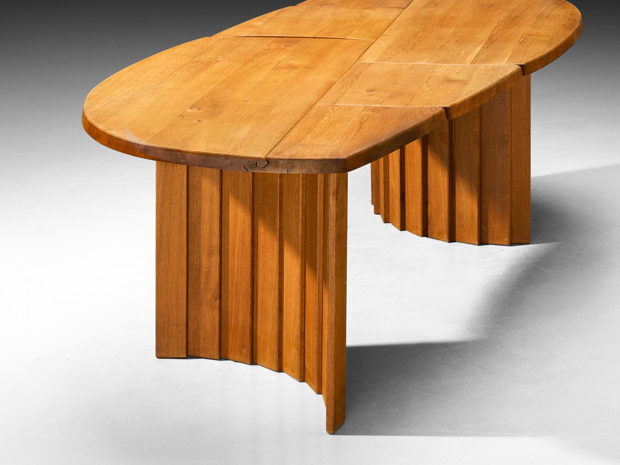 Pierre Chapo 'Table à Géométrie Variable' in Solid Oak For Sale 3