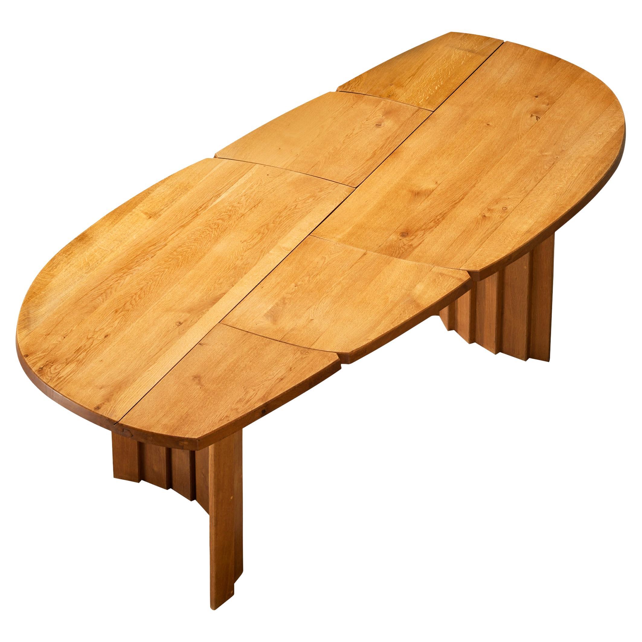 Pierre Chapo 'Table à Géométrie Variable' in Solid Oak For Sale