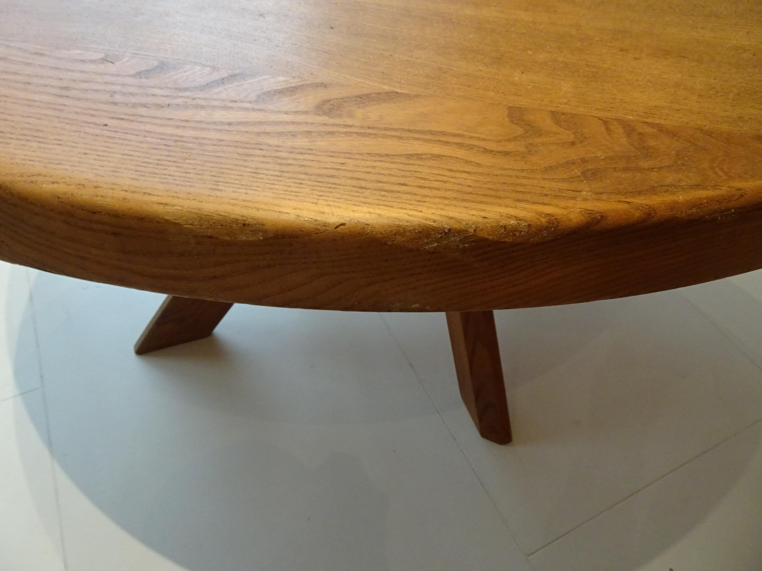 Late 20th Century Pierre Chapo Table T21d in Solid Elm Produced in the 1970s For Sale