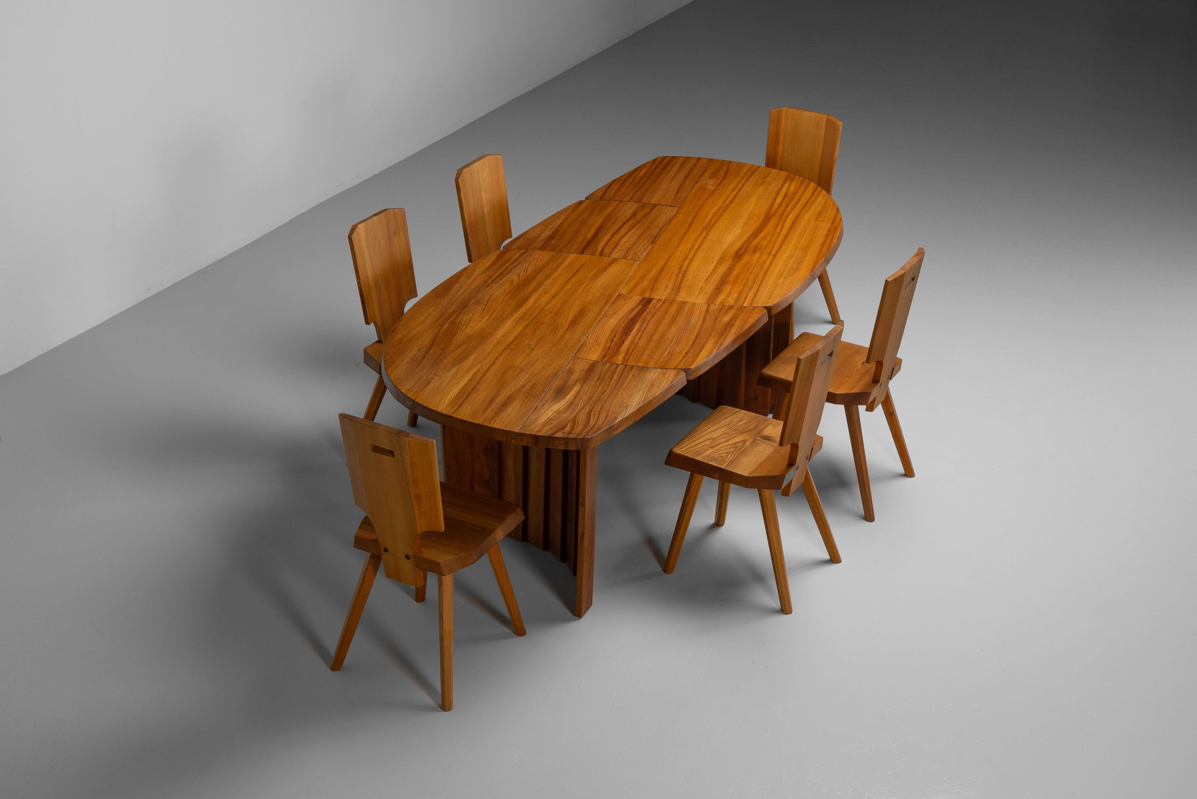 Pierre Chapo TGV table in solid elm France 1979 For Sale 9