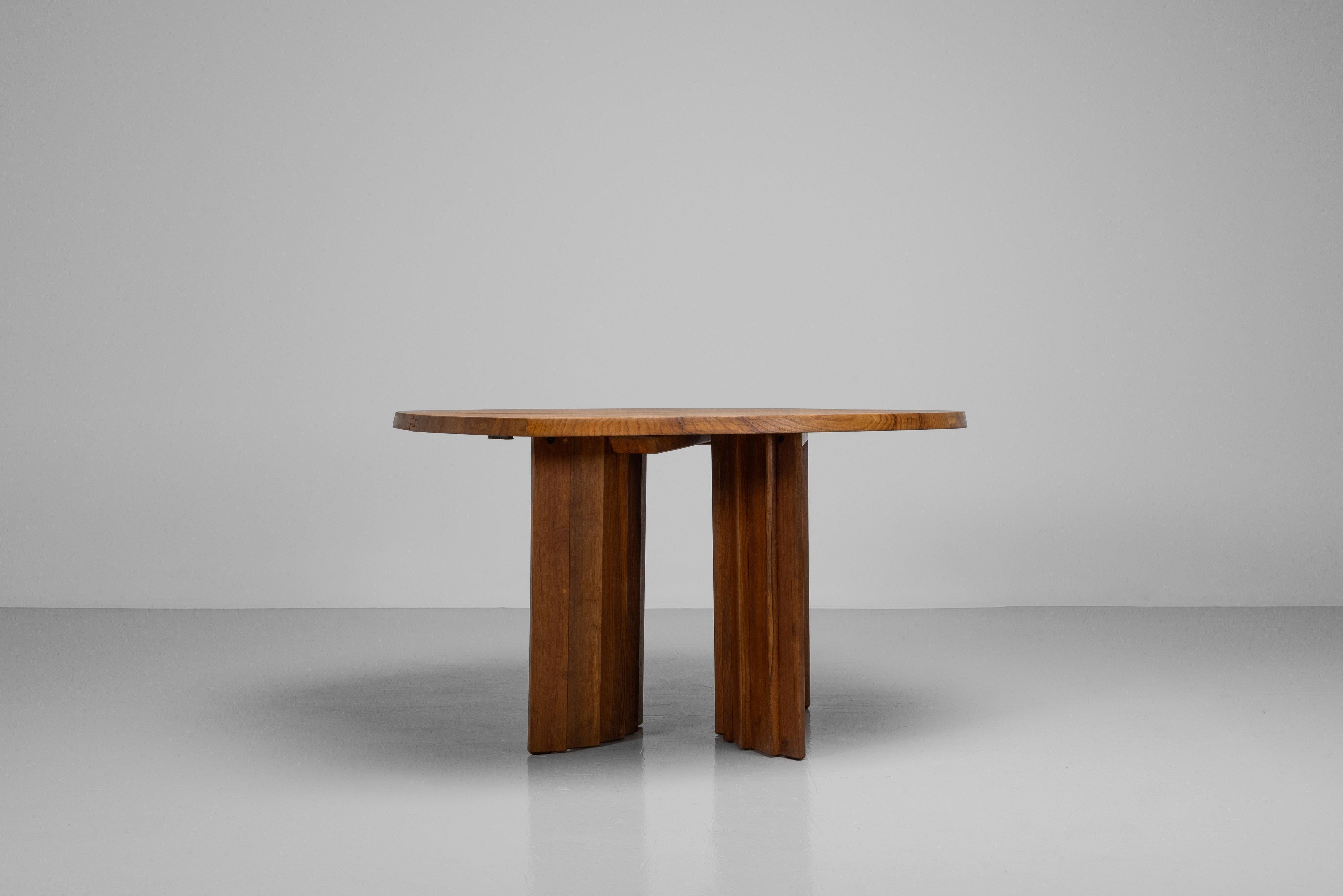 Pierre Chapo TGV table in solid elm France 1979 For Sale 11