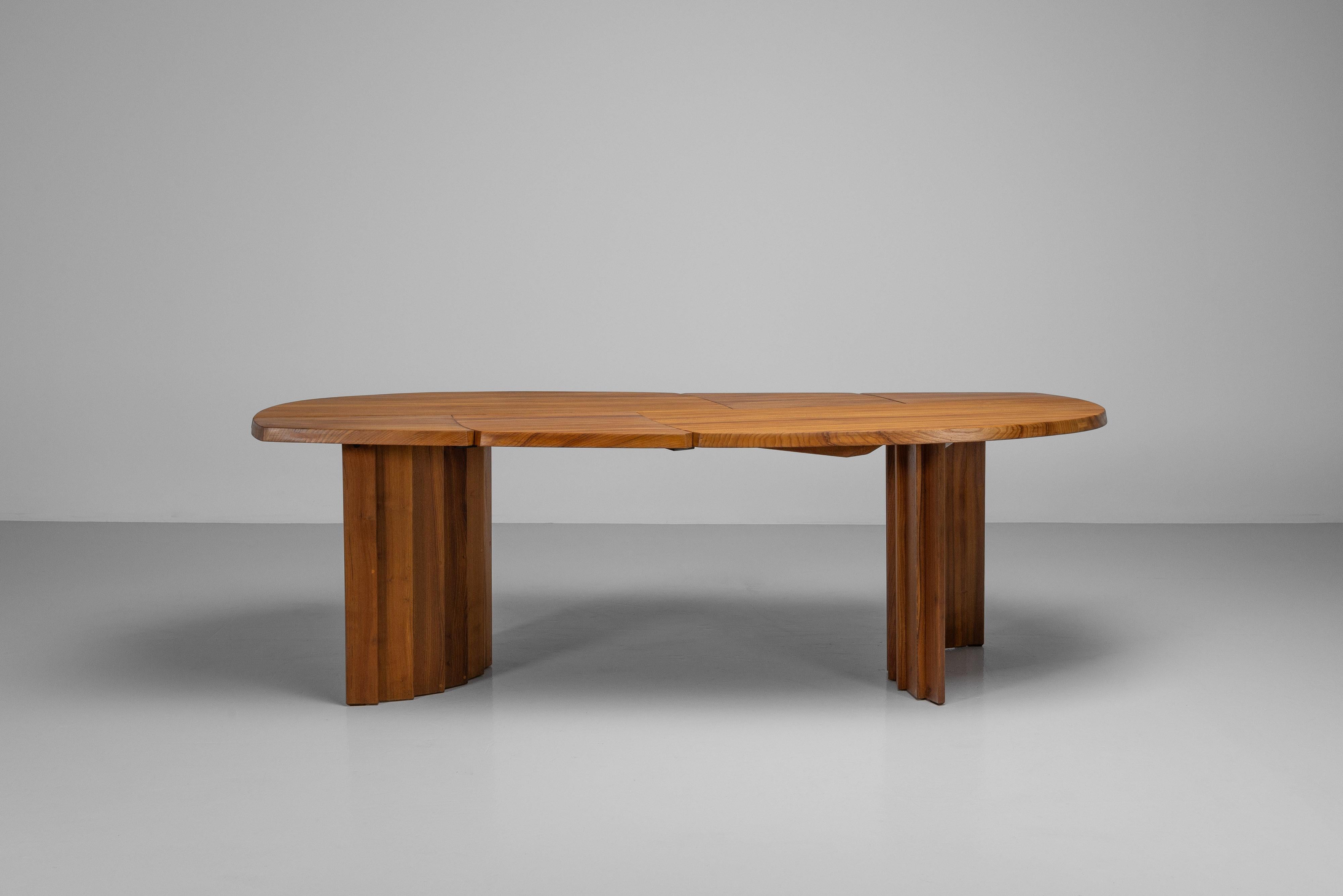 Mid-Century Modern Pierre Chapo TGV table in solid elm France 1979 For Sale