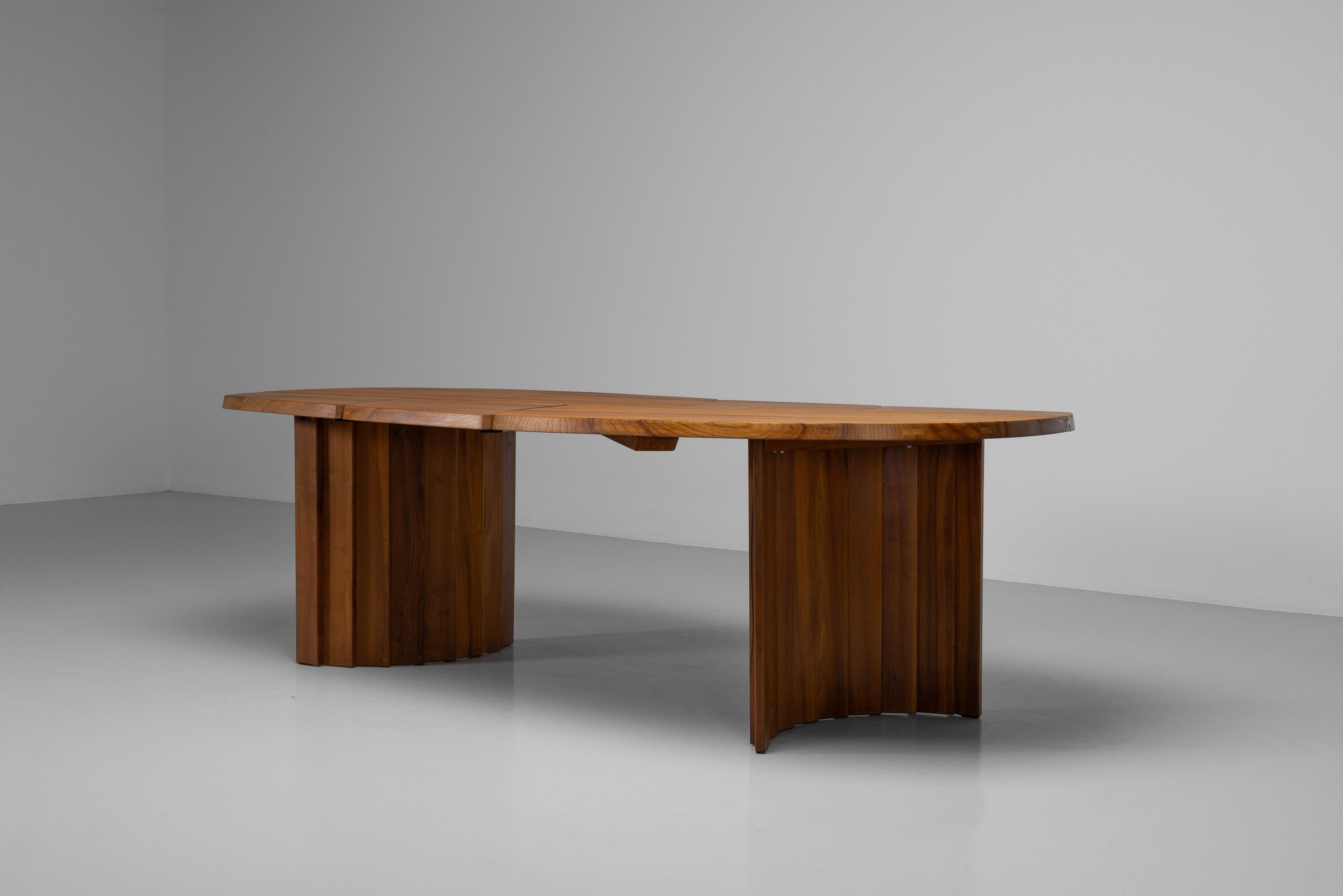 Elm Pierre Chapo TGV table in solid elm France 1979 For Sale