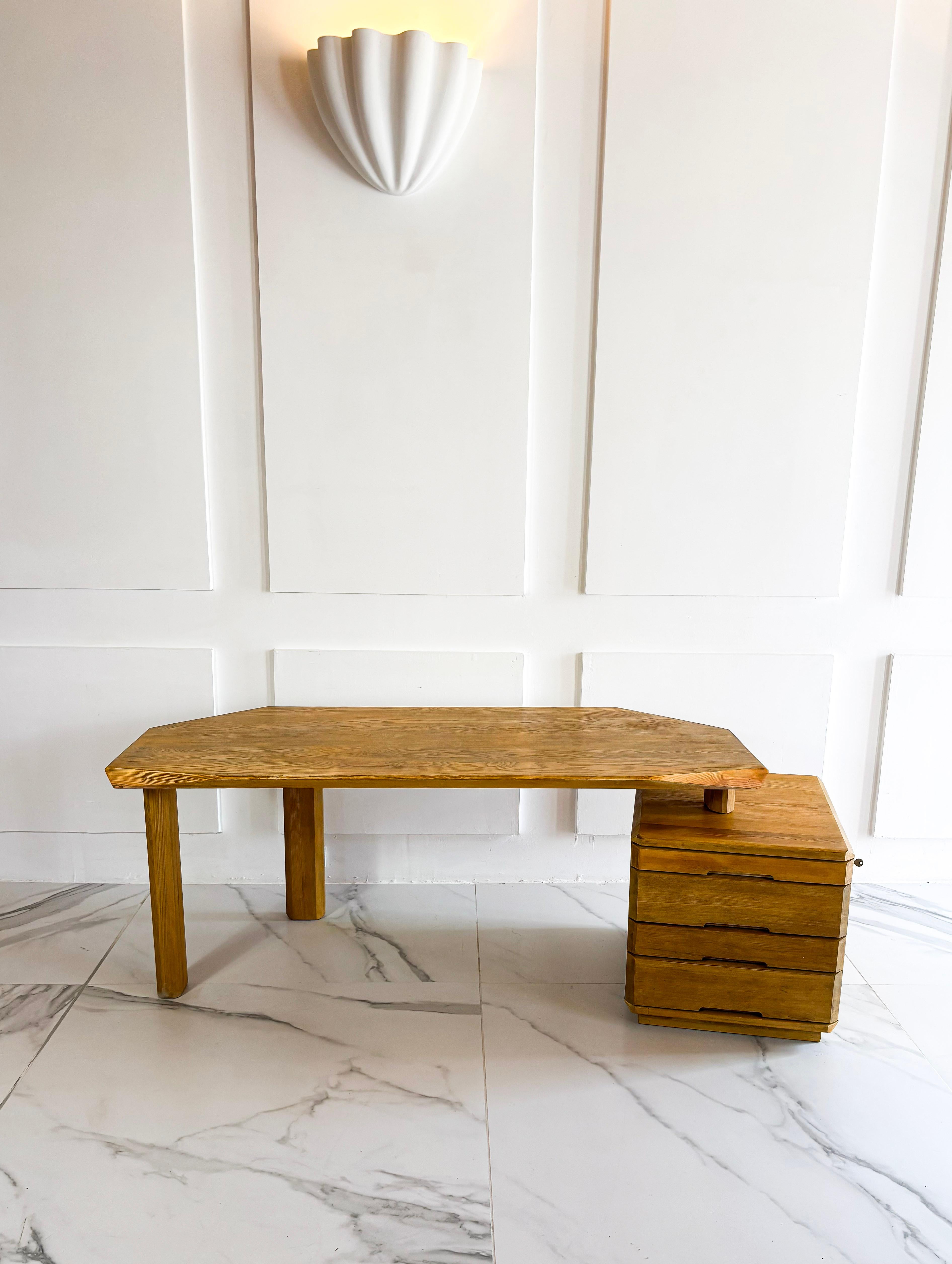 Pierre Chapo, vintage desk model B40 in solid elm, circa 1980 For Sale 6