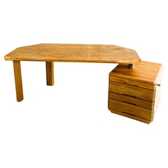 Pierre Chapo, bureau vintage modèle B40 en orme massif, circa 1980