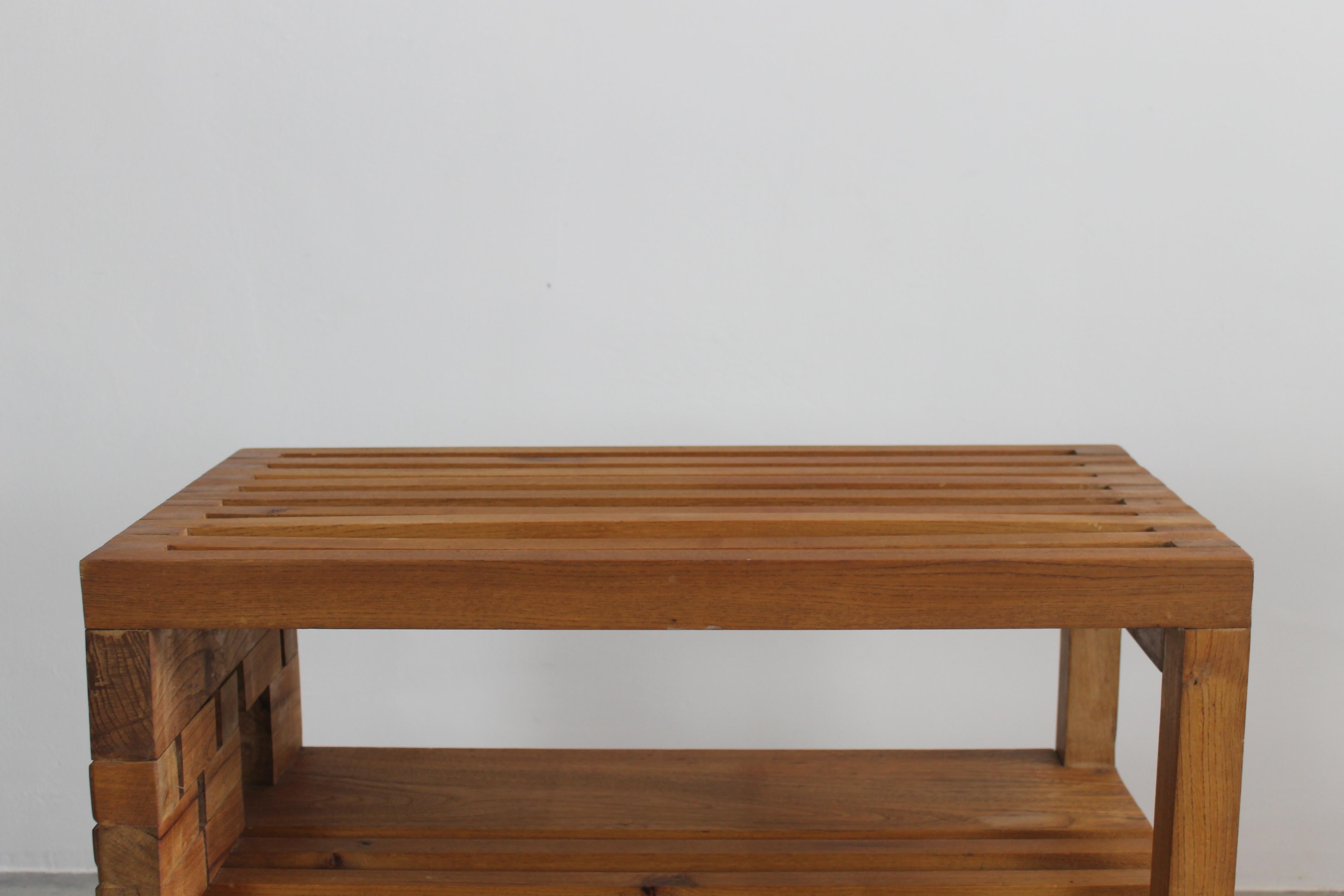 Pierre Chapo Wooden Console Table with Inlays French Manufacture 1960s 2