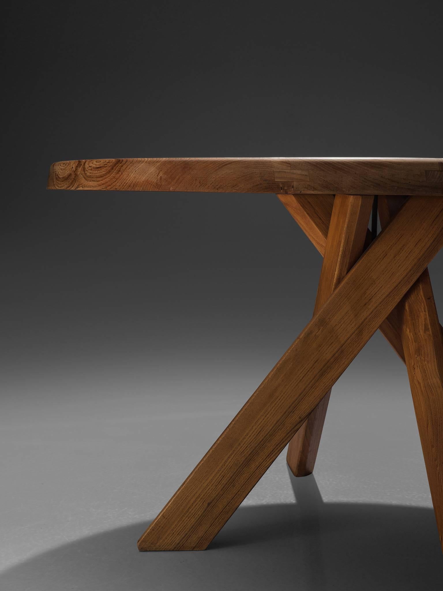 Pierre Chapo, T21C Dining Table in Solid Elm, France 1