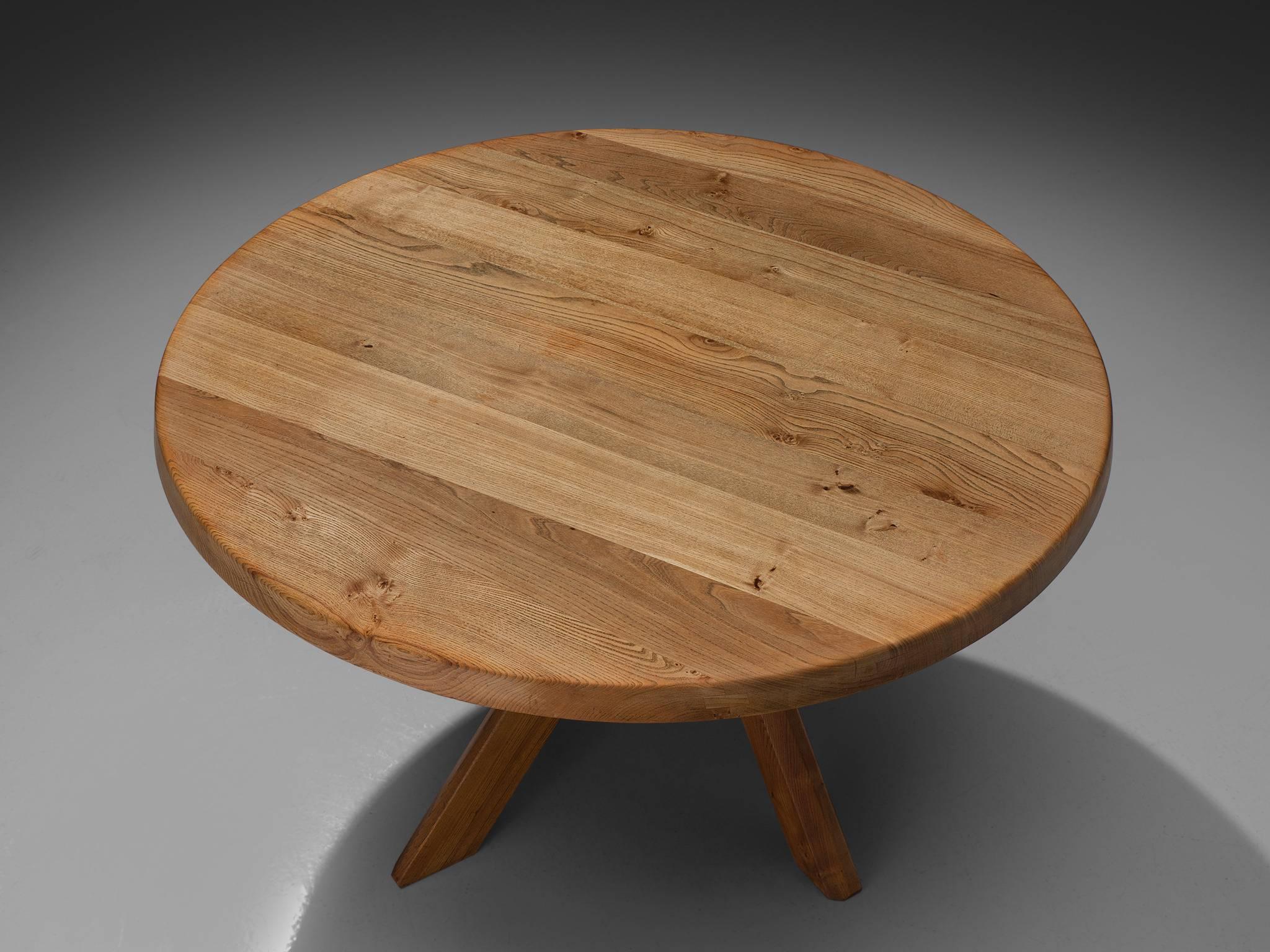 French Pierre Chapo, T21C Dining Table in Solid Elm, France