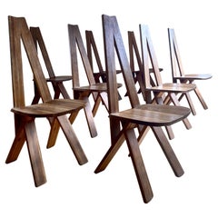 Pierre Chaposet de 8  S45 Chaises en orme massif 1970