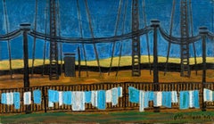 Pierre Charbonnier. Saint Etienne. 1955. Cubist landscape. Oil painting. Framed.