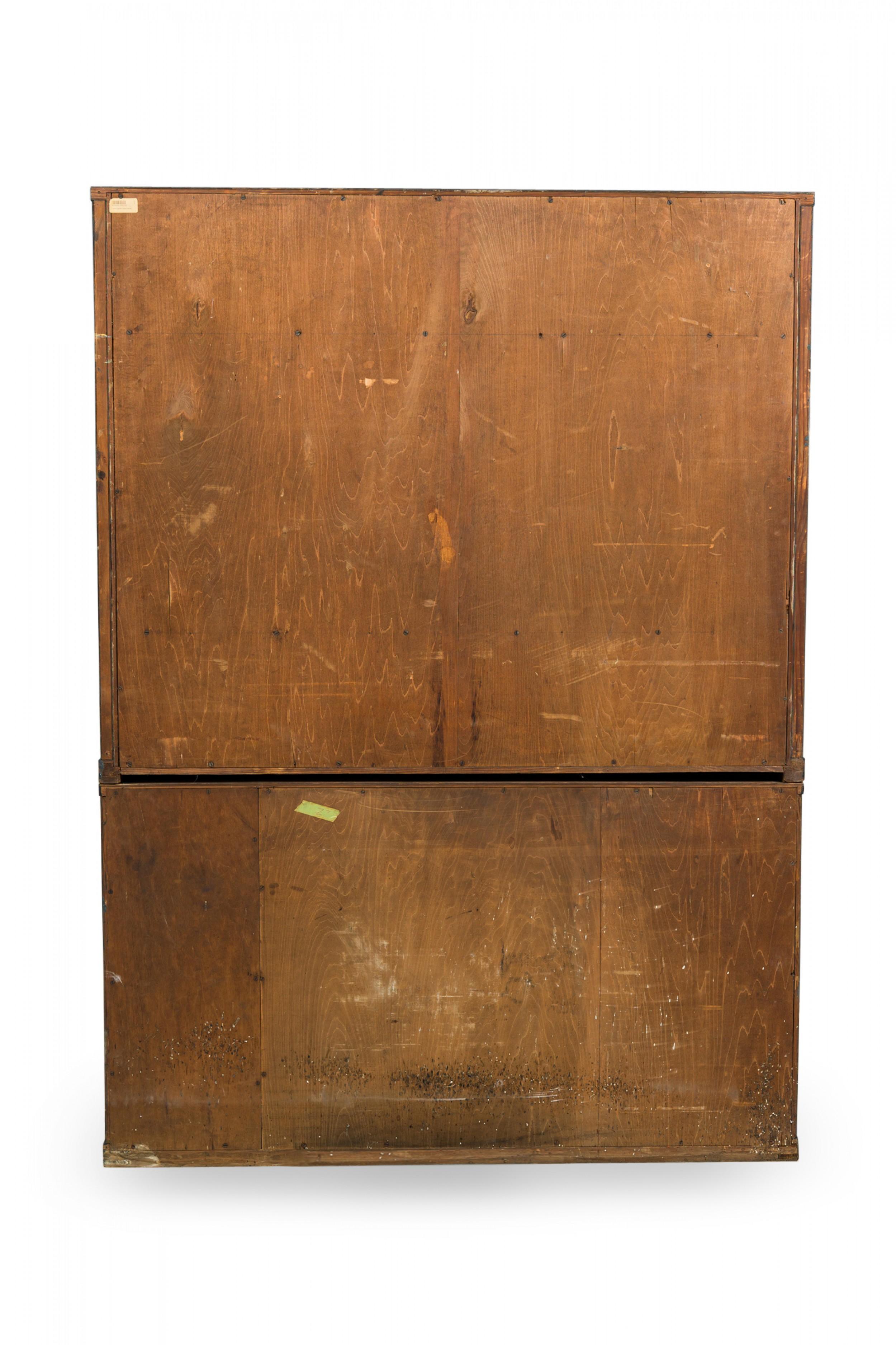 Brass Pierre Chareau French Art Deco Two-Piece Ebonized Tall Cabinet For Sale