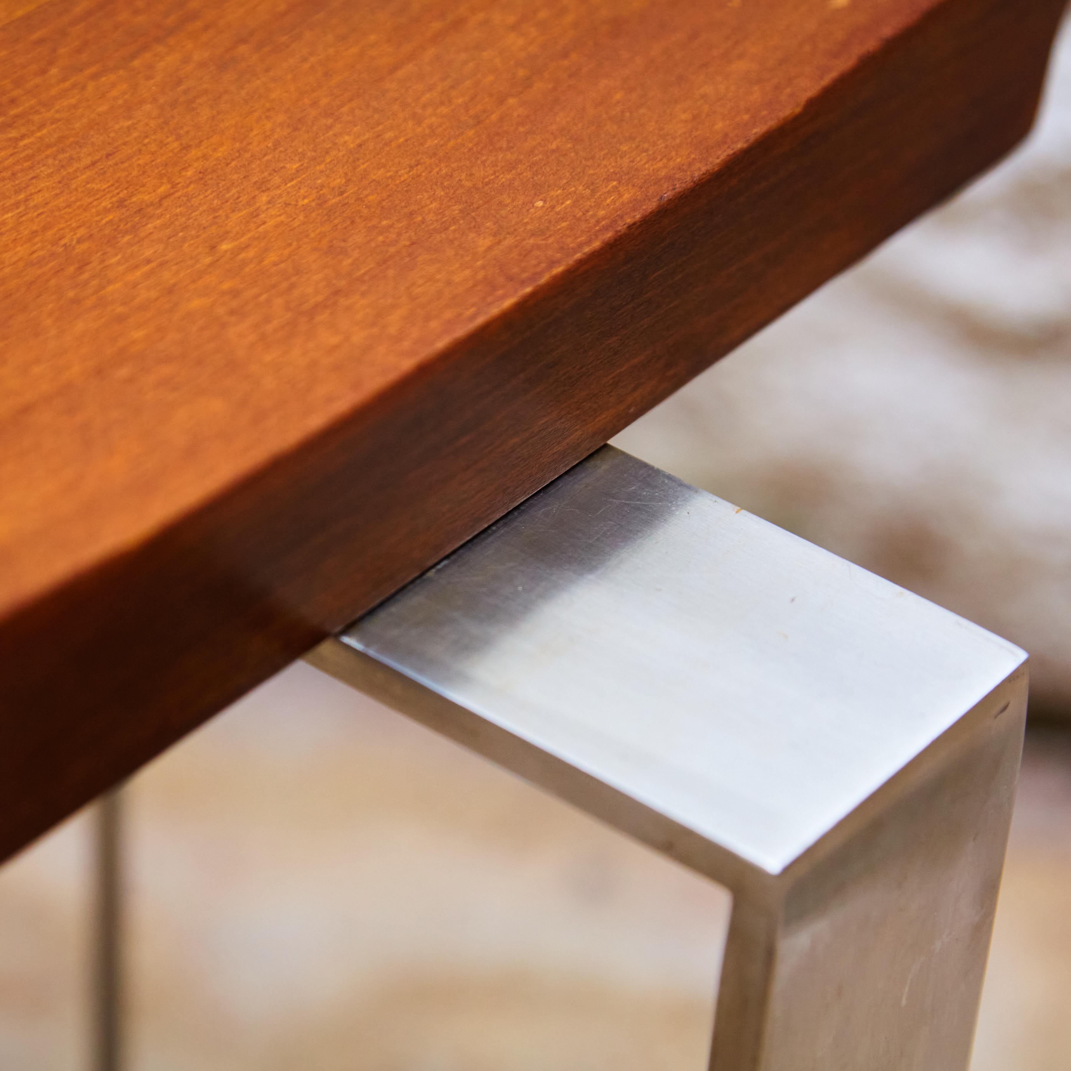 Pierre Chareau 'SN3' Wood and Metal Stool Reedition 'T 1927', circa 2000 5