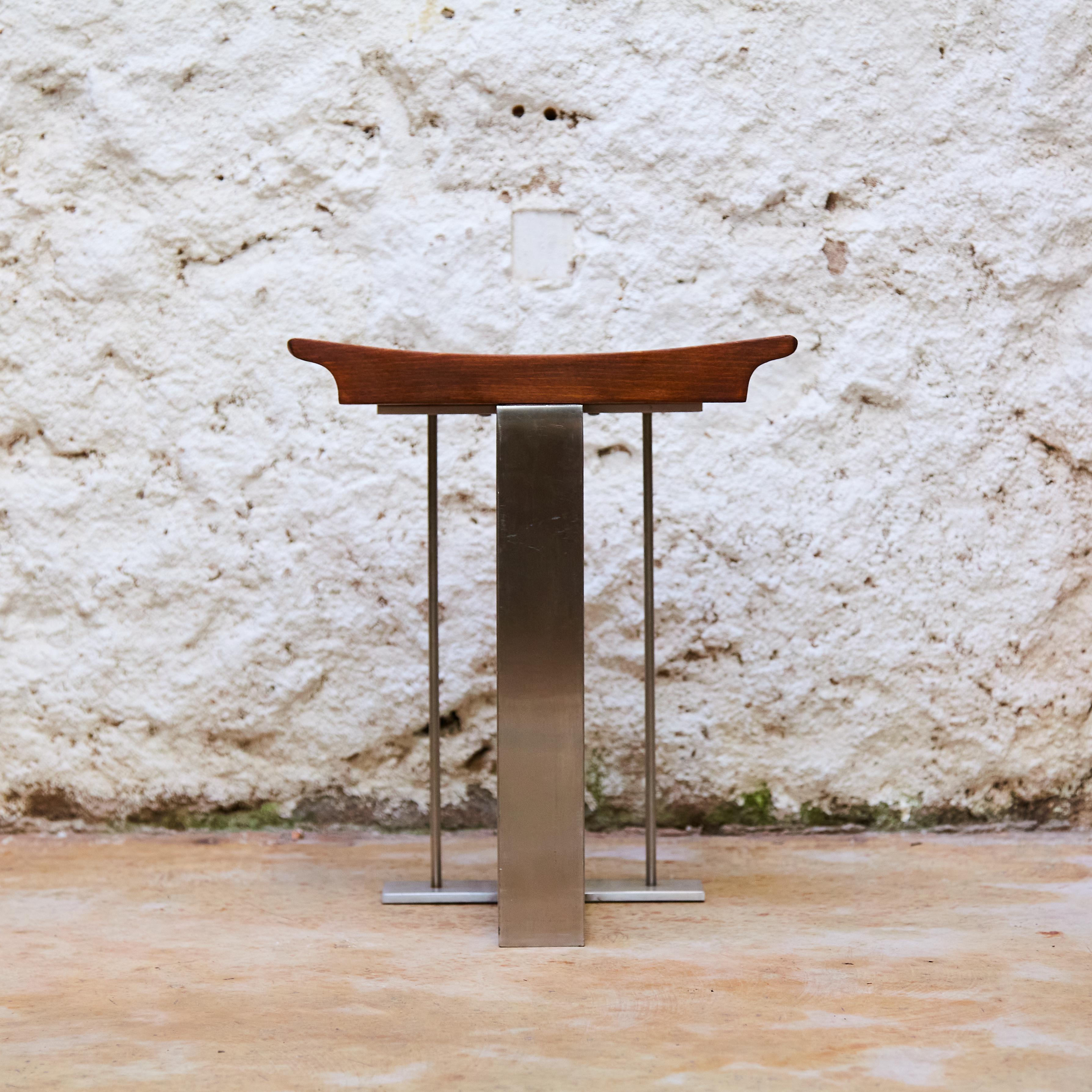Pierre Chareau 'SN3' Wood and Metal Stool Reedition 'T 1927', circa 2000 2