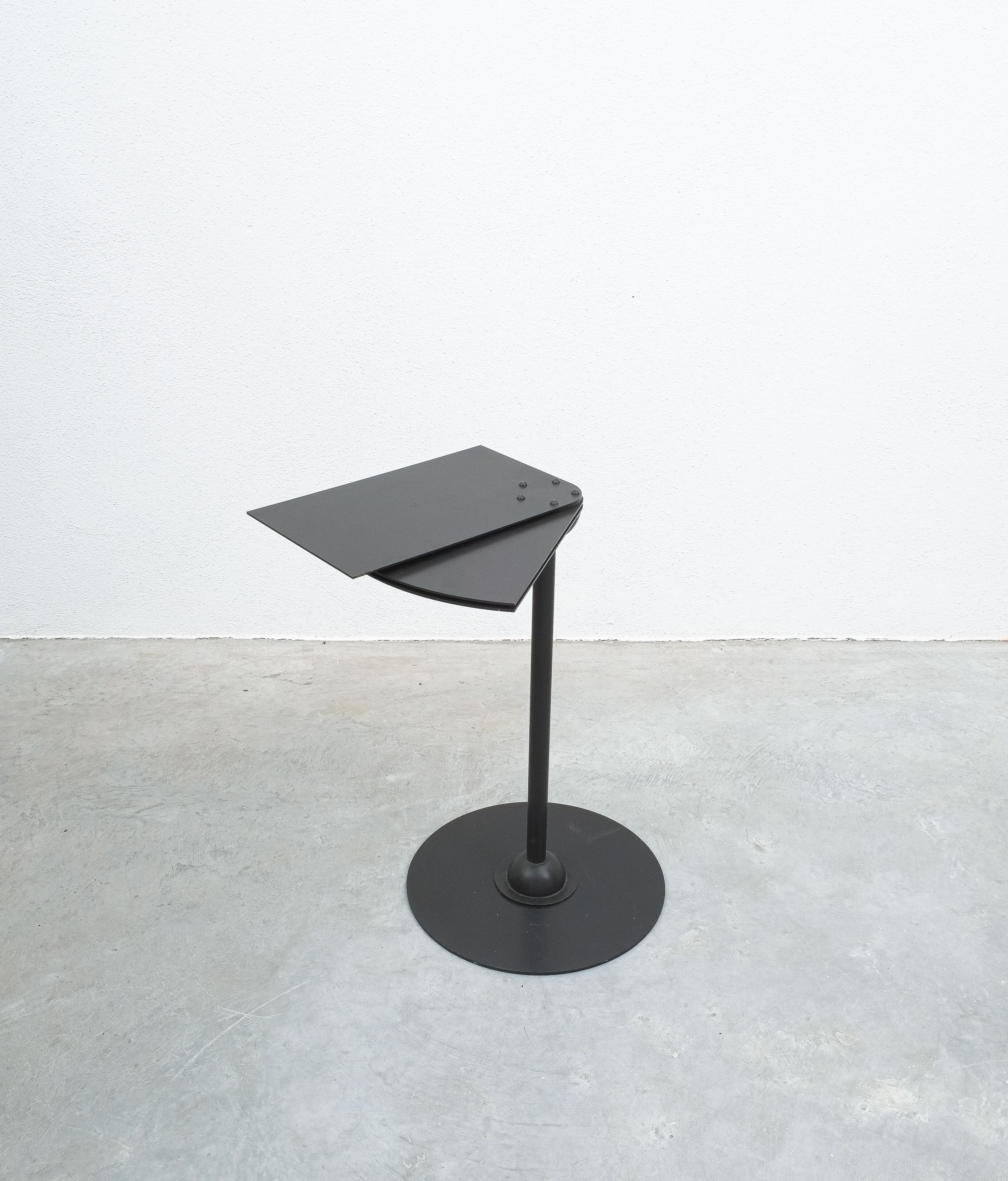 French Pierre Chareau Table Edition McDe Black Steel, France, 1980