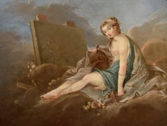 Allegory Sculpture Trémolières Paint 18th Century Oil on canvas Old master
