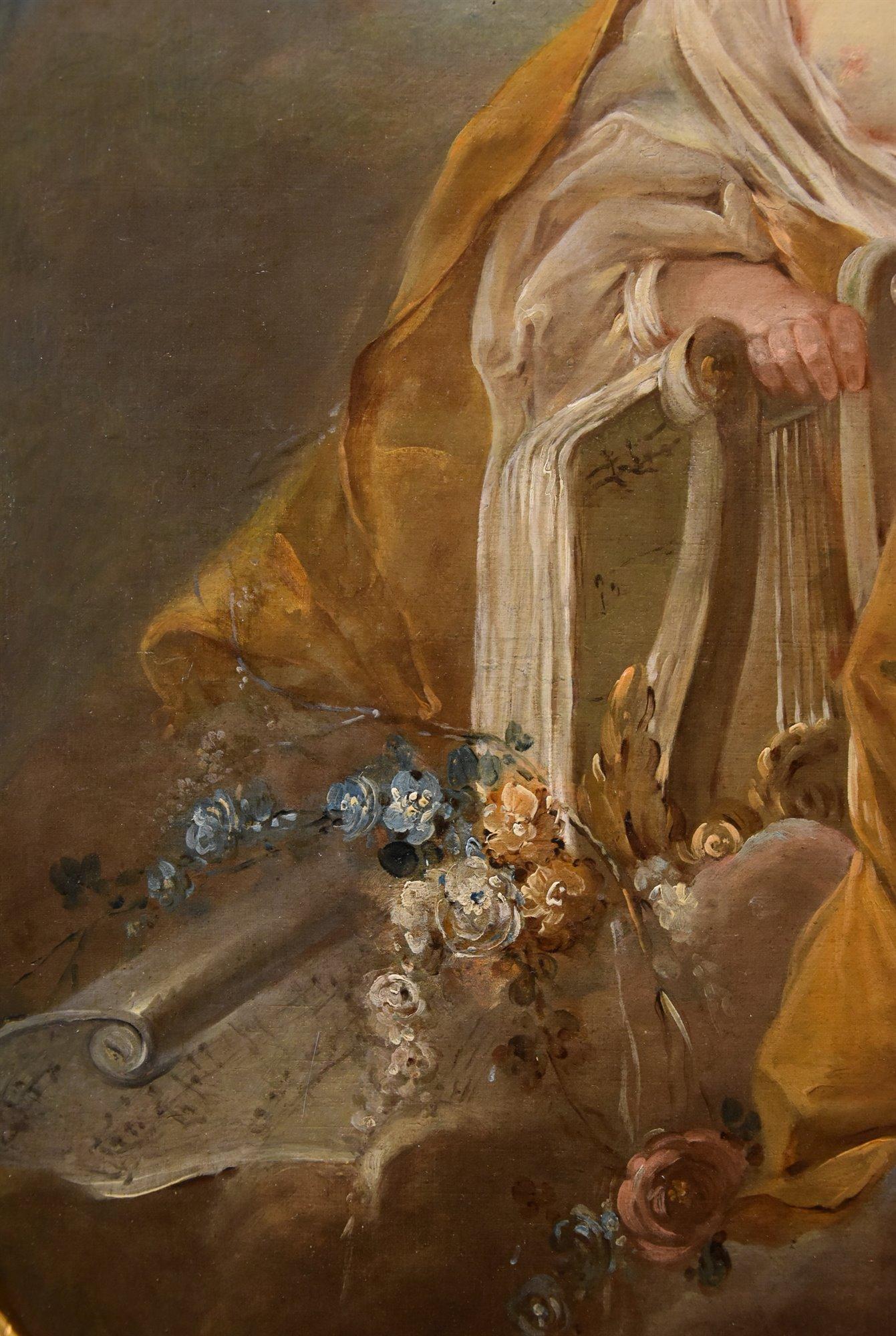 Allegoria Musica Trémolières Dipinto del XVIII secolo Olio su tela Vecchio maestro Francia in vendita 5