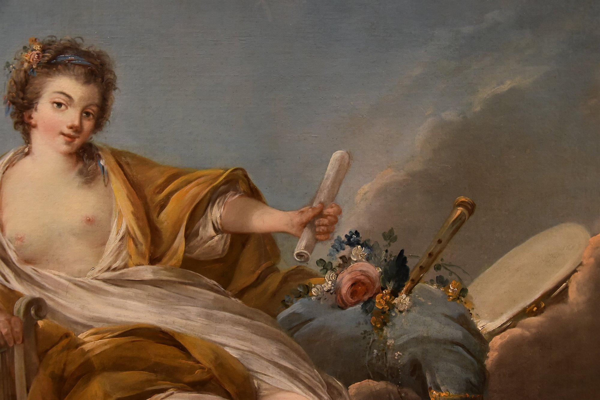 Allegoria Musica Trémolières Dipinto del XVIII secolo Olio su tela Vecchio maestro Francia in vendita 6