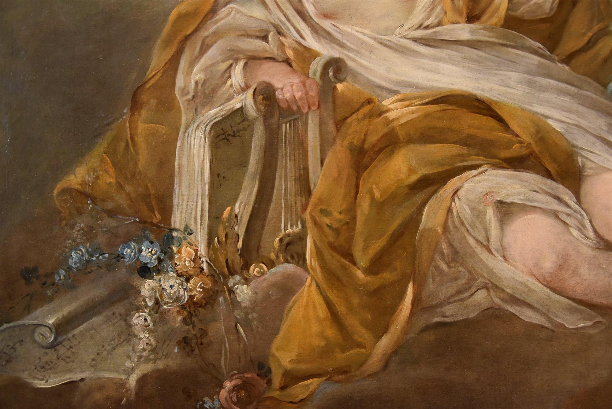 Allegoria Musica Trémolières Dipinto del XVIII secolo Olio su tela Vecchio maestro Francia in vendita 8