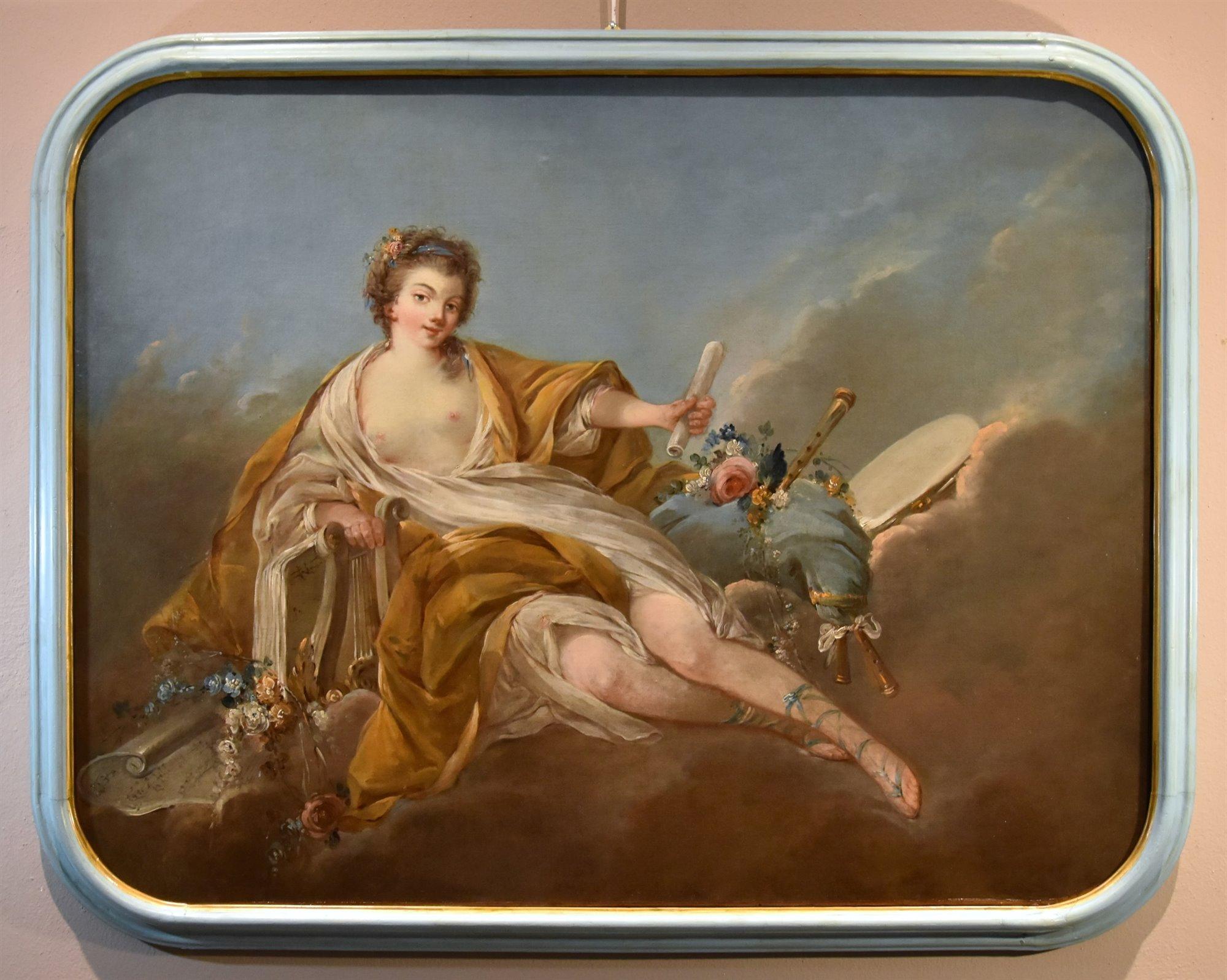 Allegoria Musica Trémolières Dipinto del XVIII secolo Olio su tela Vecchio maestro Francia - Painting di Pierre Charles Trémolières (Cholet, 1703 - Paris, 1739) 