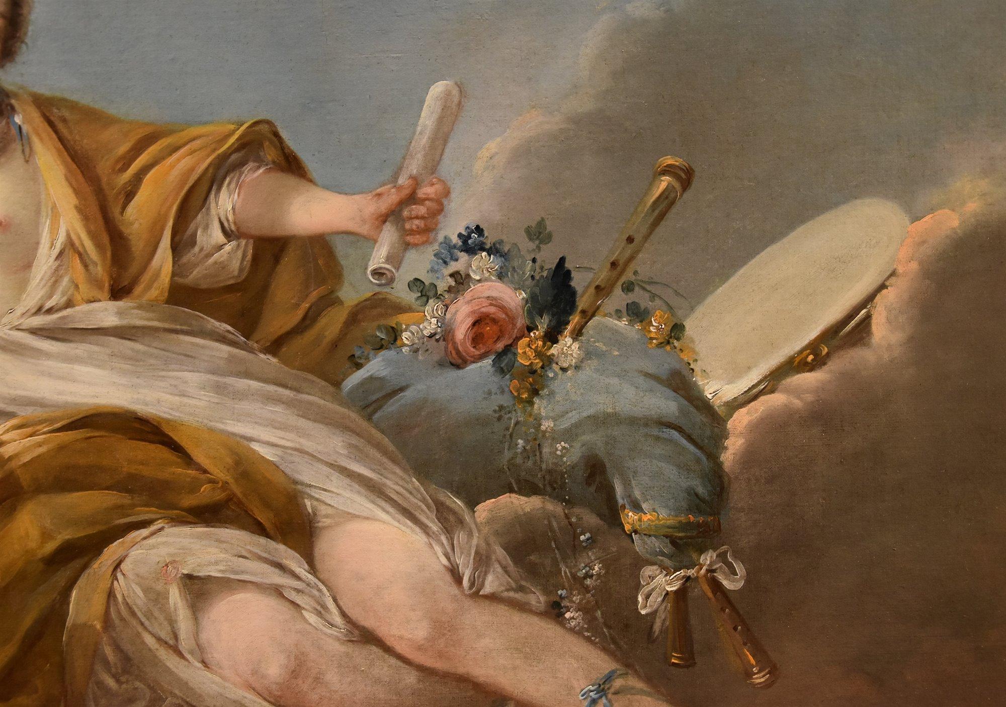 Allegoria Musica Trémolières Dipinto del XVIII secolo Olio su tela Vecchio maestro Francia - Portrait Painting Marrone di Pierre Charles Trémolières (Cholet, 1703 - Paris, 1739) 