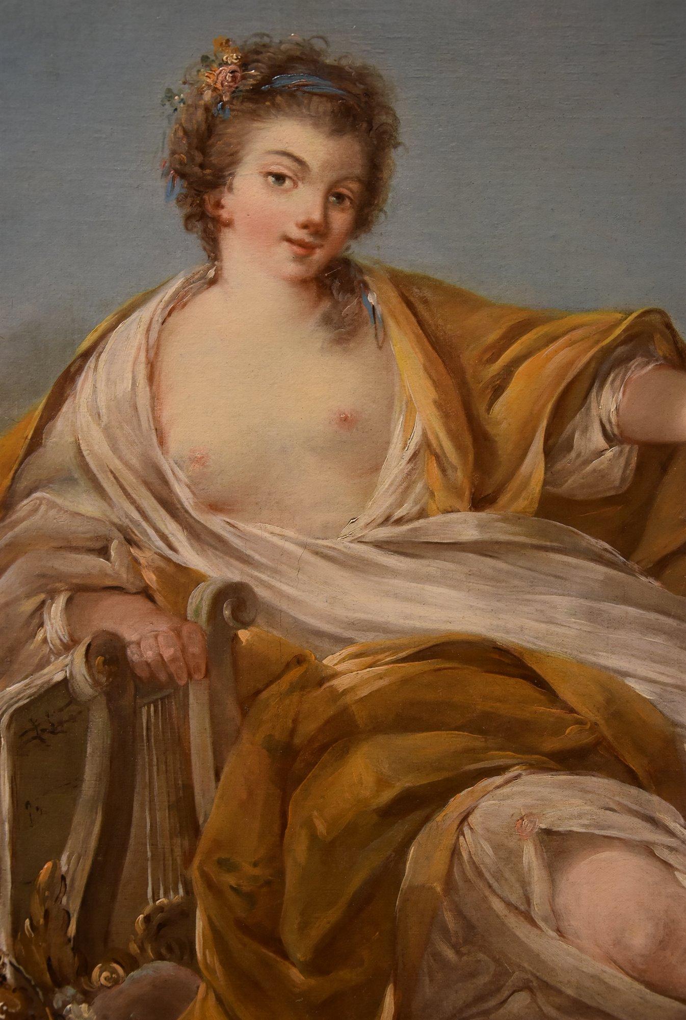 Allegoria Musica Trémolières Dipinto del XVIII secolo Olio su tela Vecchio maestro Francia in vendita 1