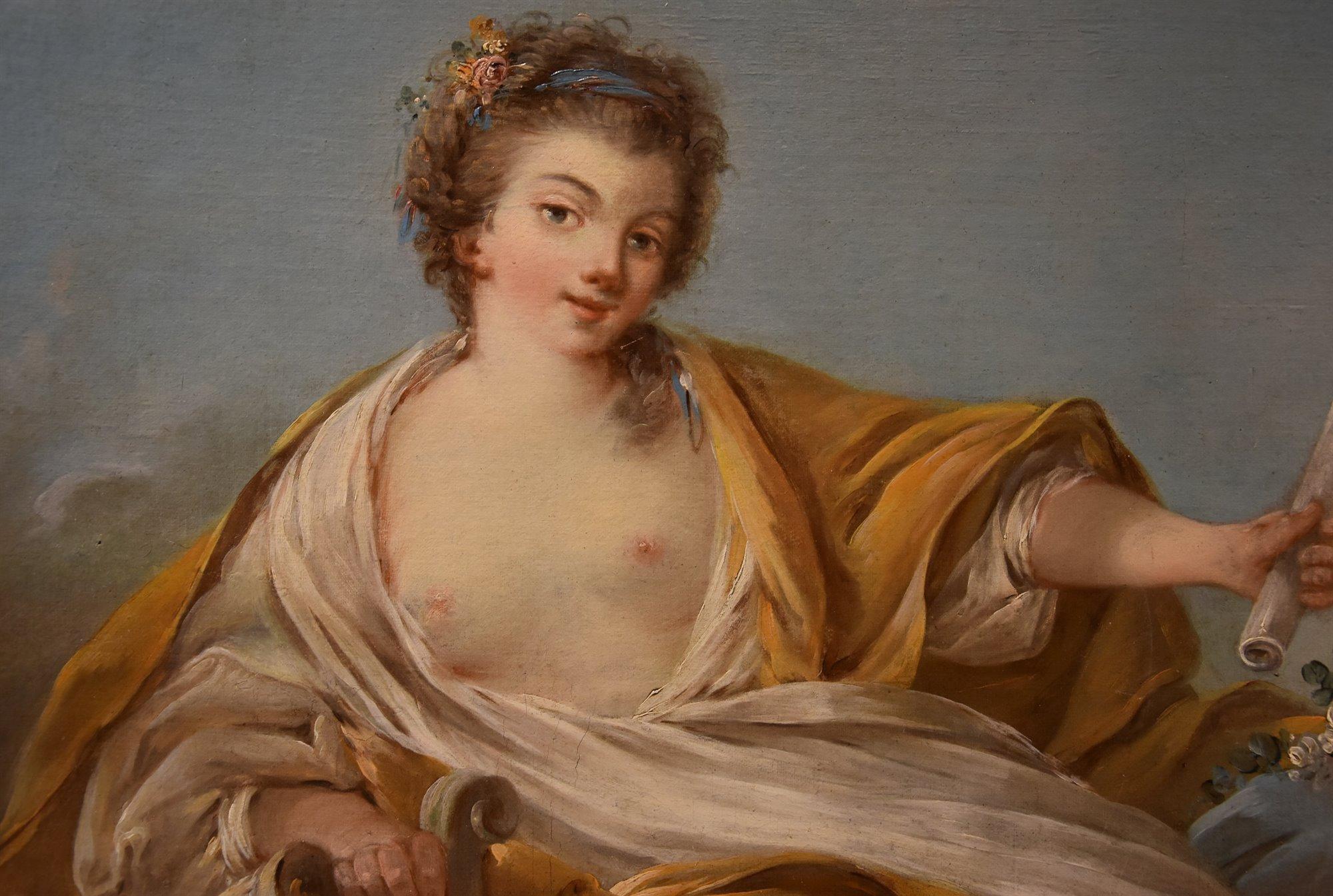 Allegoria Musica Trémolières Dipinto del XVIII secolo Olio su tela Vecchio maestro Francia in vendita 2
