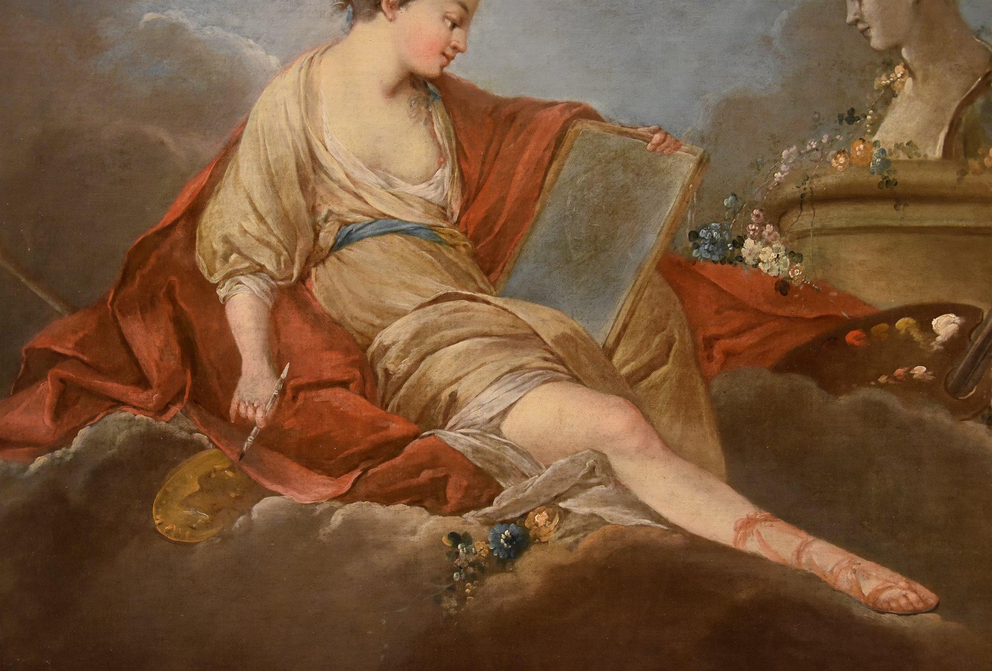 Allegory Painting Drawing Trémolières Paint 18th Century Oil on canvas France For Sale 4