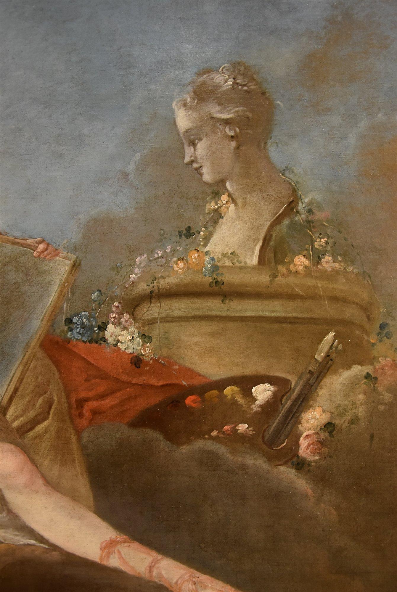 Allegory Painting Drawing Trémolières Paint 18th Century Oil on canvas France For Sale 8
