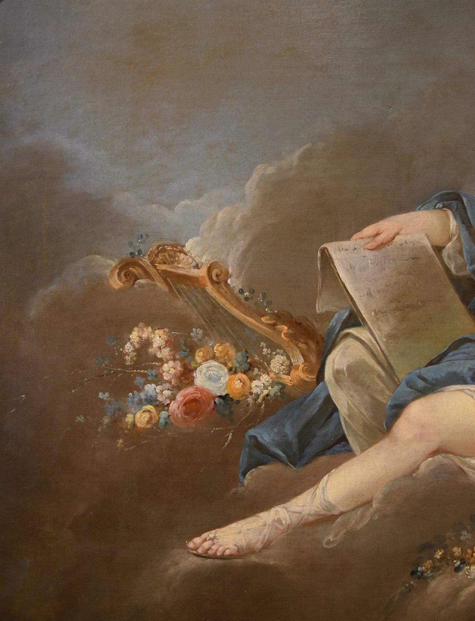 Allegoria Poesia Trémolières Dipinto del XVIII secolo OIl su tela Vecchio maestro Francia in vendita 7