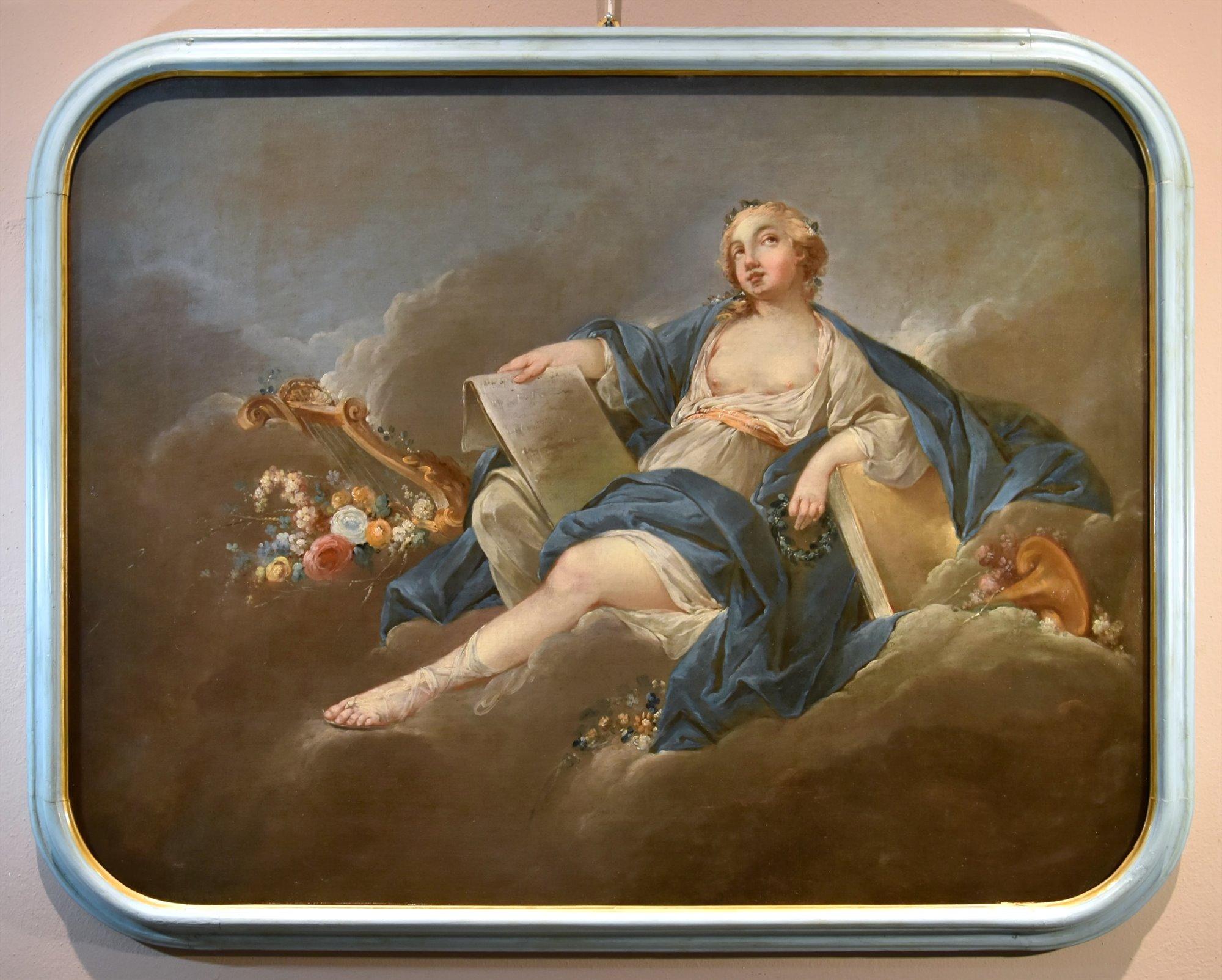 Allegoria Poesia Trémolières Dipinto del XVIII secolo OIl su tela Vecchio maestro Francia - Painting Antichi maestri di Pierre Charles Trémolières (Cholet, 1703 - Paris, 1739) 
