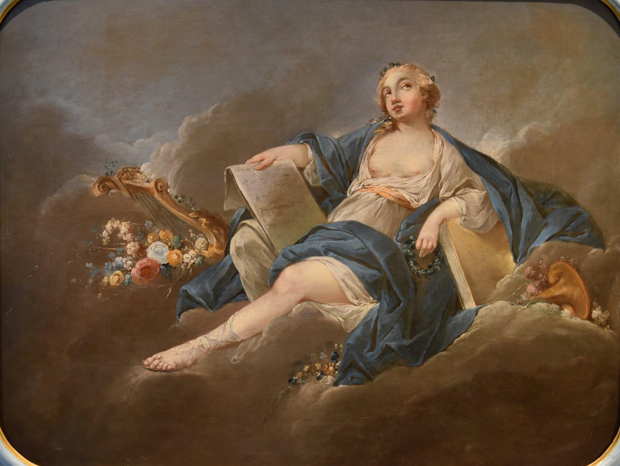 Allegoria Poesia Trémolières Dipinto del XVIII secolo OIl su tela Vecchio maestro Francia in vendita 4