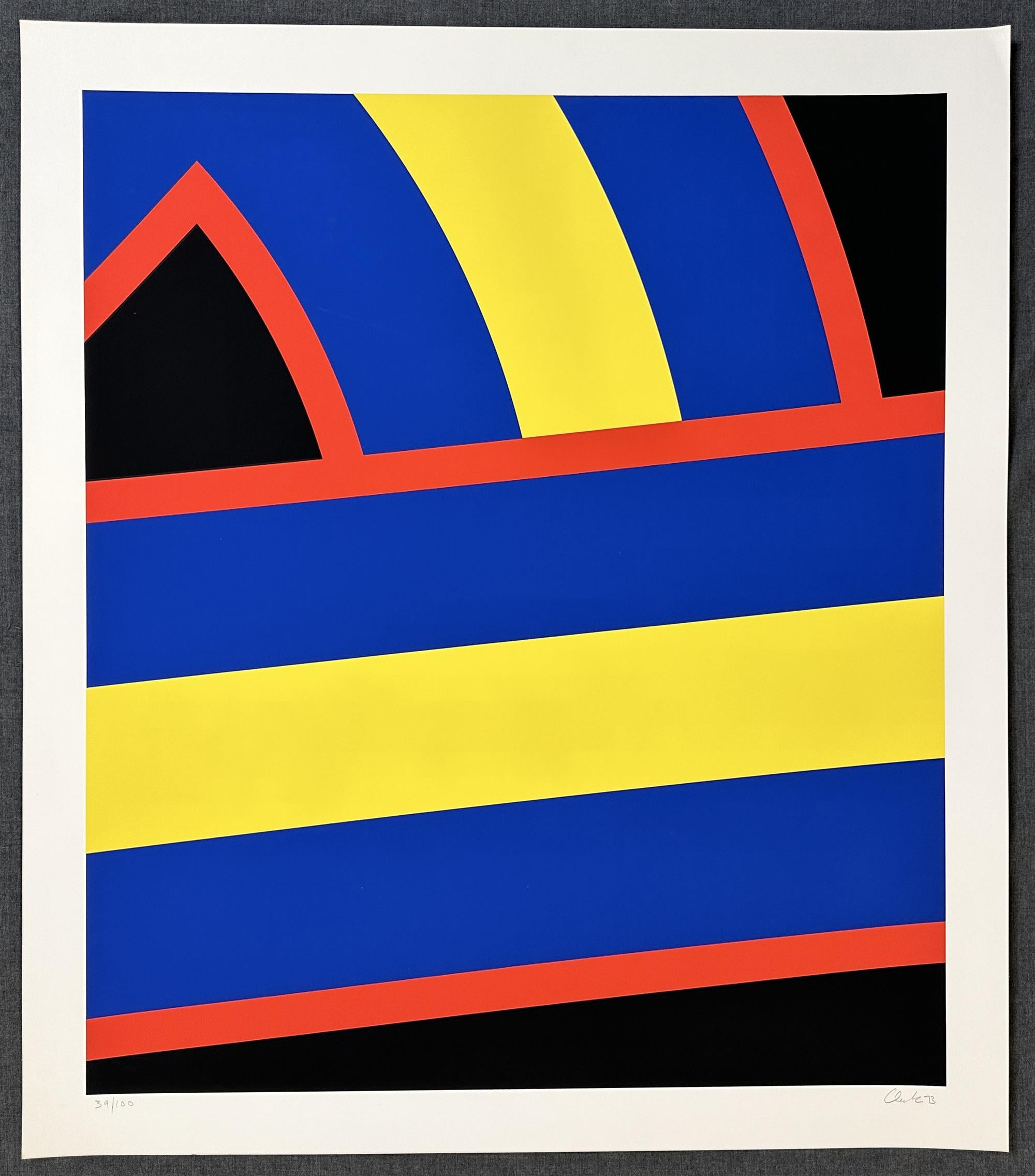 Blue and Yellow 1973 Limited Edition Silkscreen - Print by Pierre Clerk
